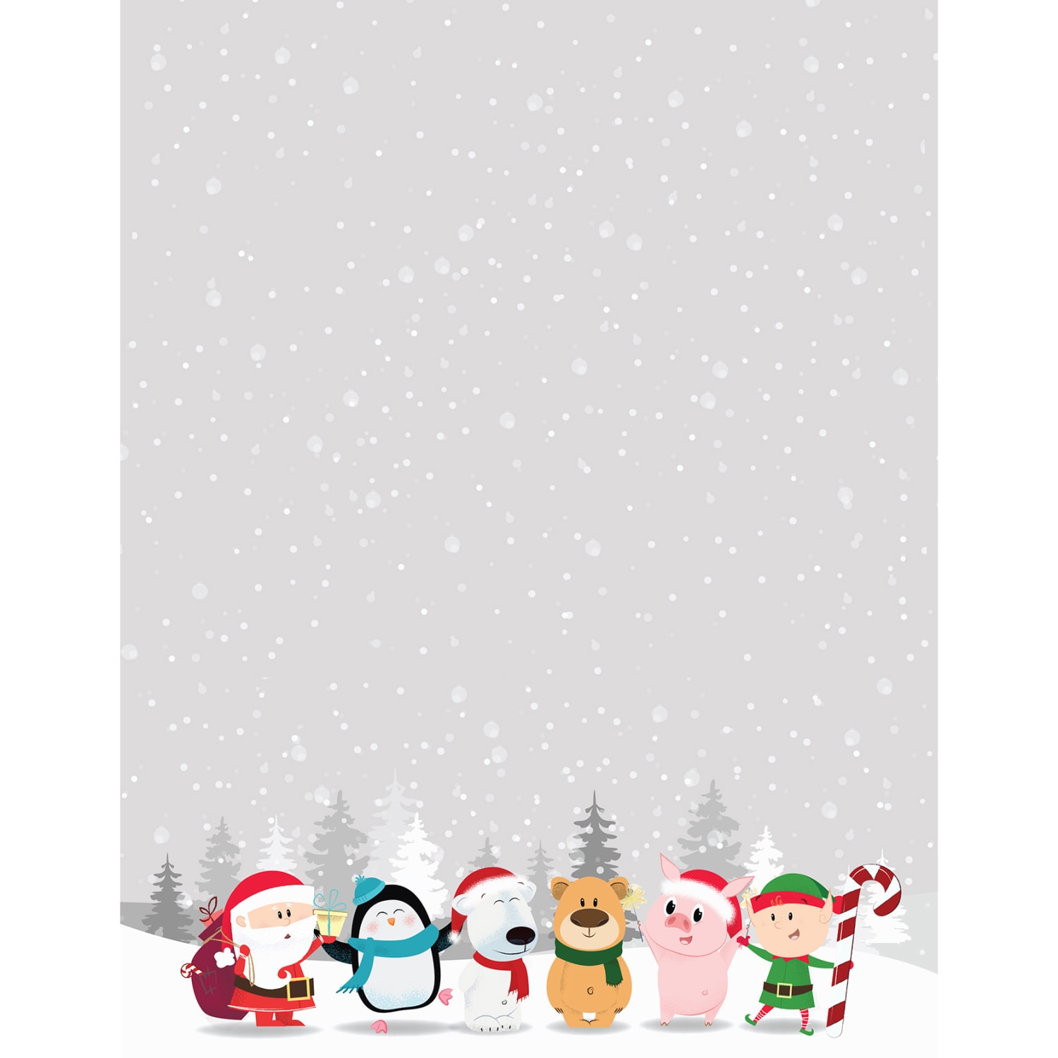 Great Papers! Holiday-Themed Letterhead Paper Stationery, 8-1/2in x 11in, Winter Friends, Pack Of 80 Sheets