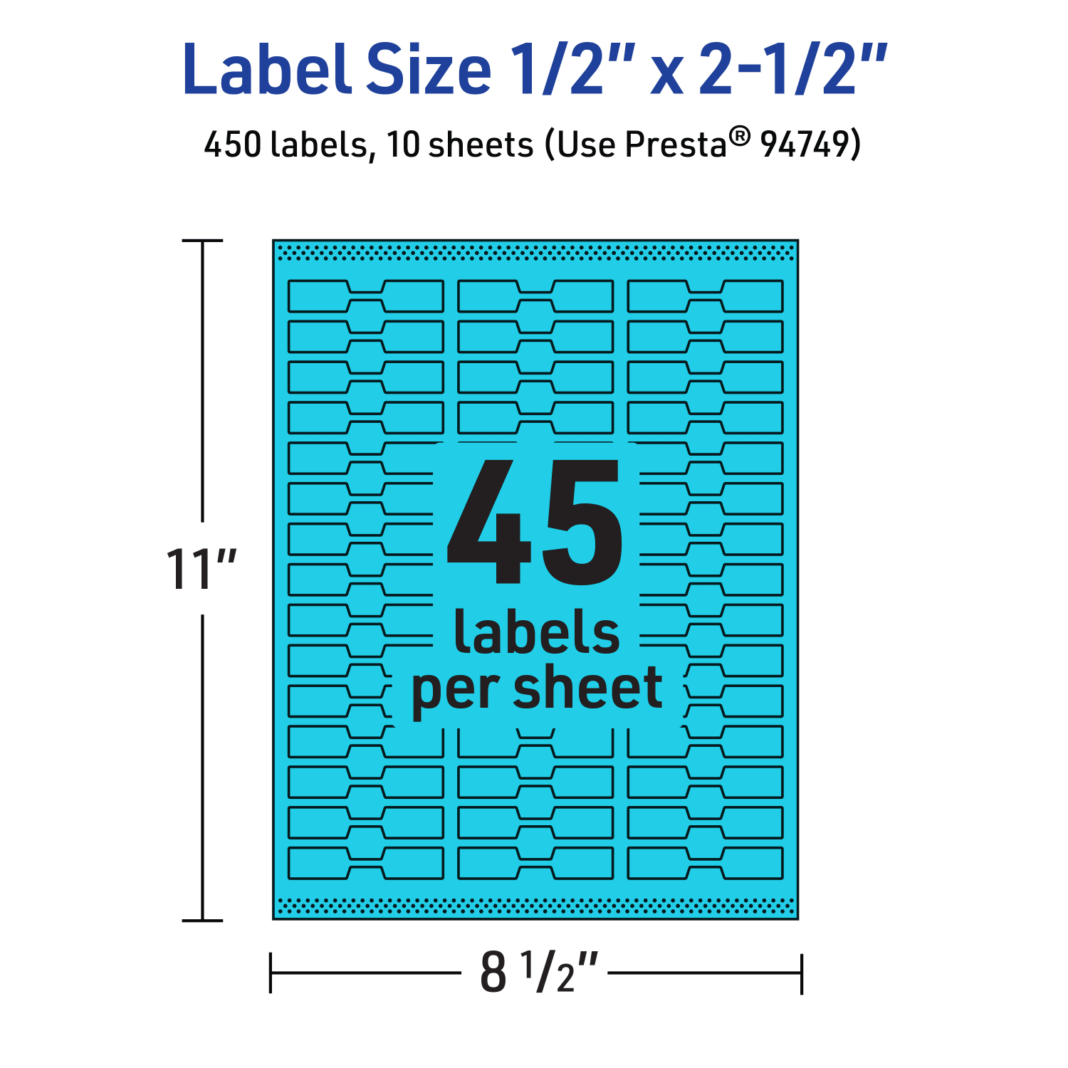 Avery Printable Labels With Sure Feed Technology, 94749-BBP10, Barbell, 1/2in x 2-1/2in, Matte Bright Blue, Pack of 450 - Image 6