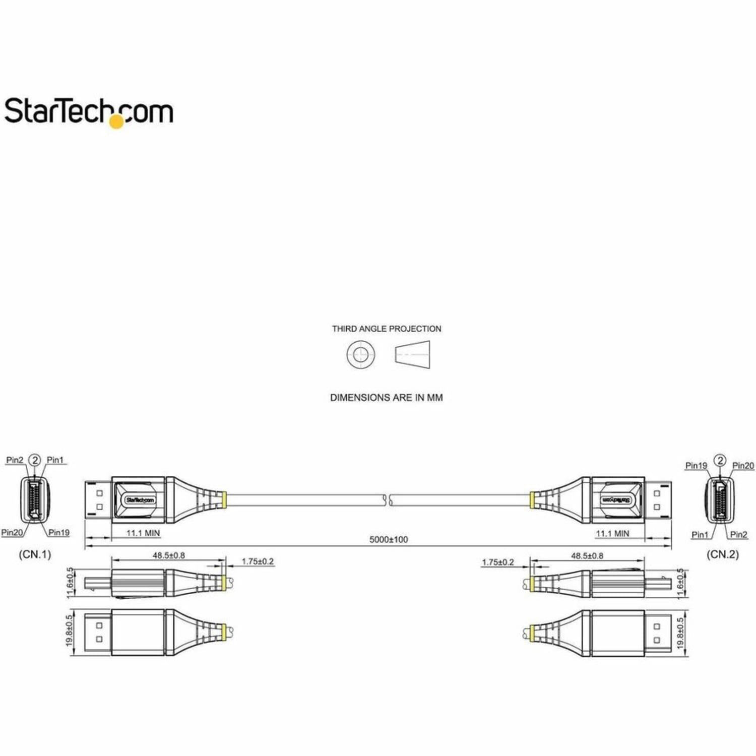 StarTech.com 16ft (5m) VESA Certified DisplayPort 1.4 Cable, 8K 60Hz HDR10, UHD 4K 120Hz Video, DP to DP Monitor Cord, DP 1.4 Cable, M/M - DP14VMM5M - Image 3