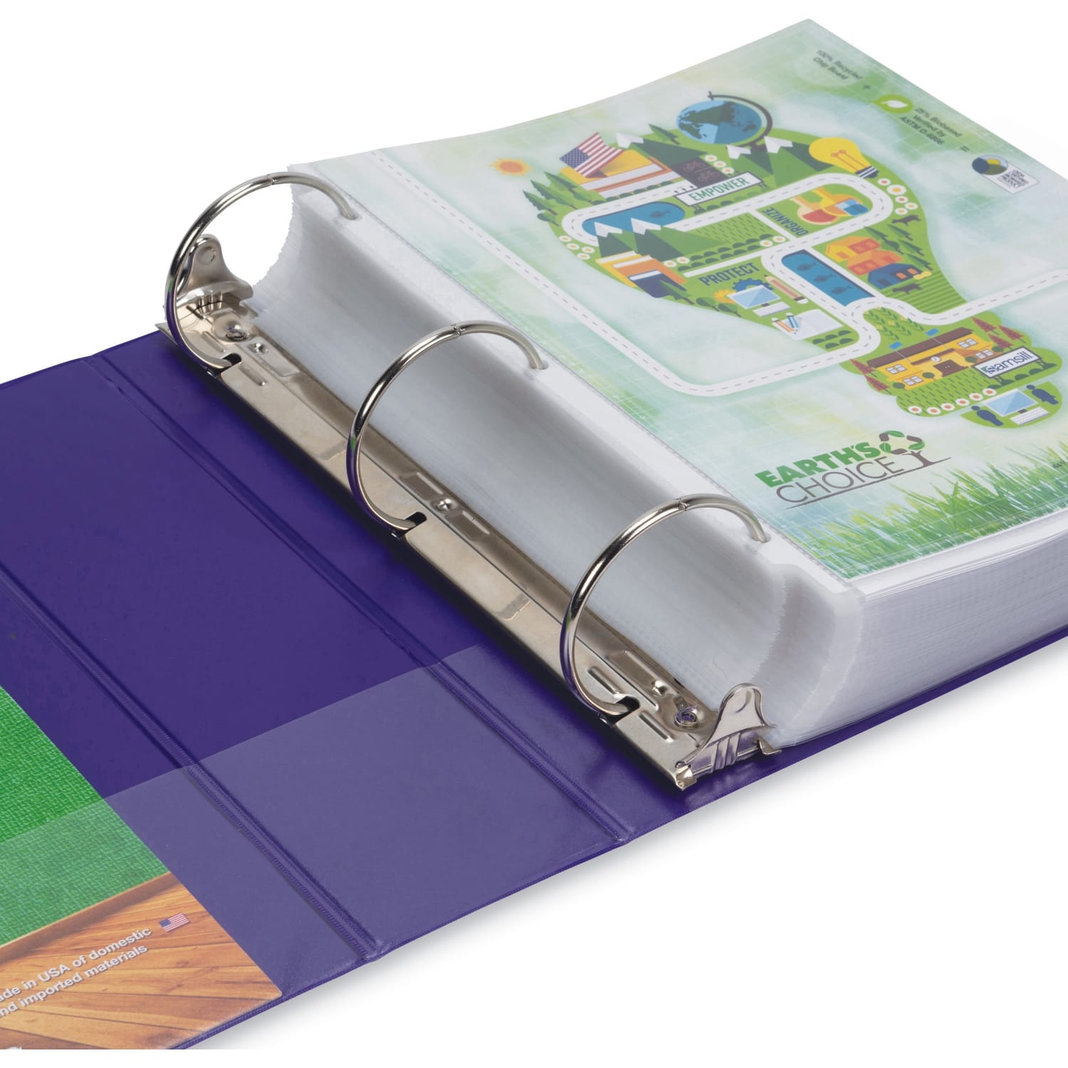 Samsill Earths Choice Plant-based View Binders - 3in Binder Capacity - Letter - 8 1/2in x 11in Sheet Size - 3 x Round Ring Fastener(s) - Chipboard, Polypropylene, Plastic - Purple - Recycled - Durable, Clear Overlay, Non-glare, PVC-free, Non-stick - Image 4