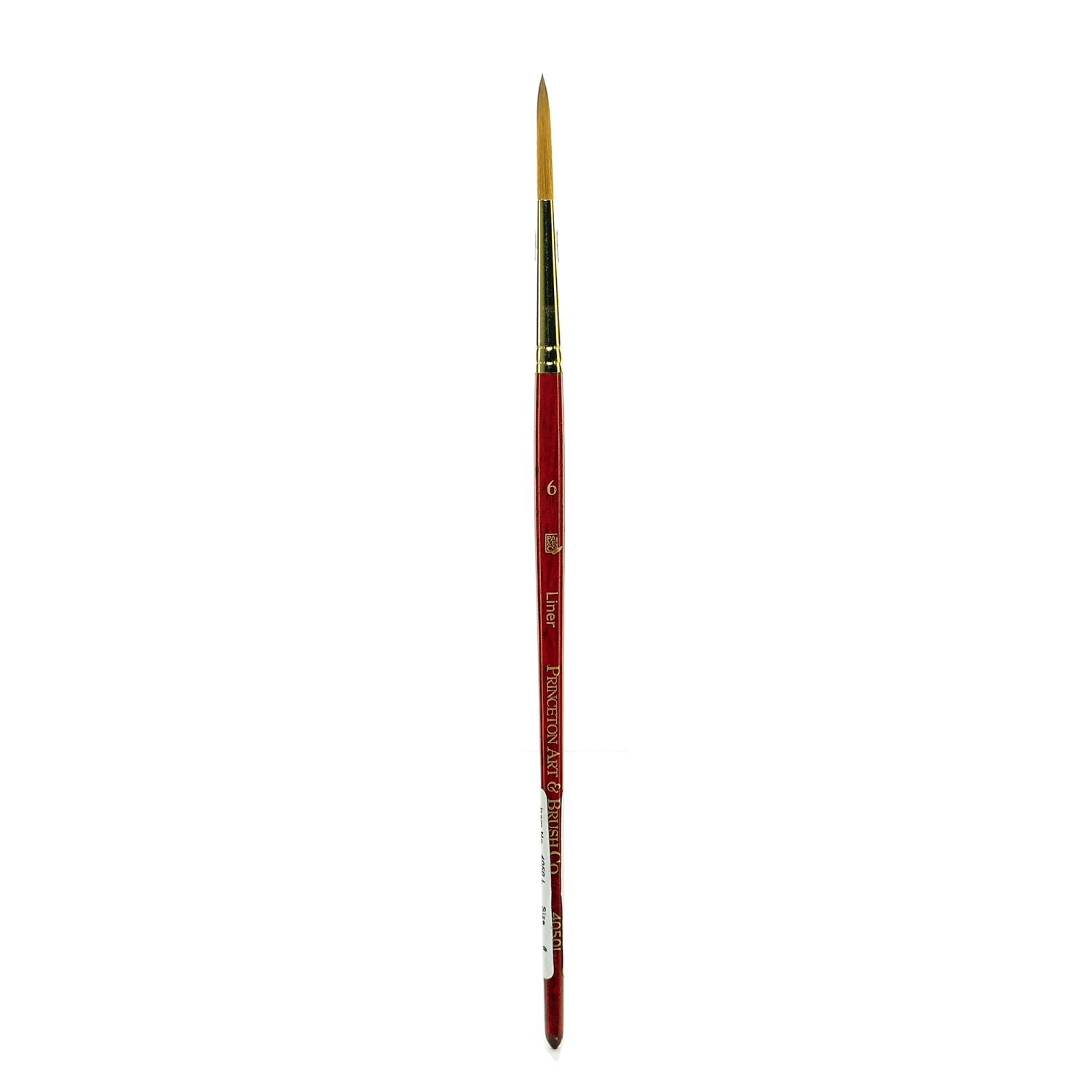 Princeton Series 4050 Heritage Synthetic Sable Watercolor Short-Handle Paint Brush, Size 6, Liner Bristle, Sable Hair, Red