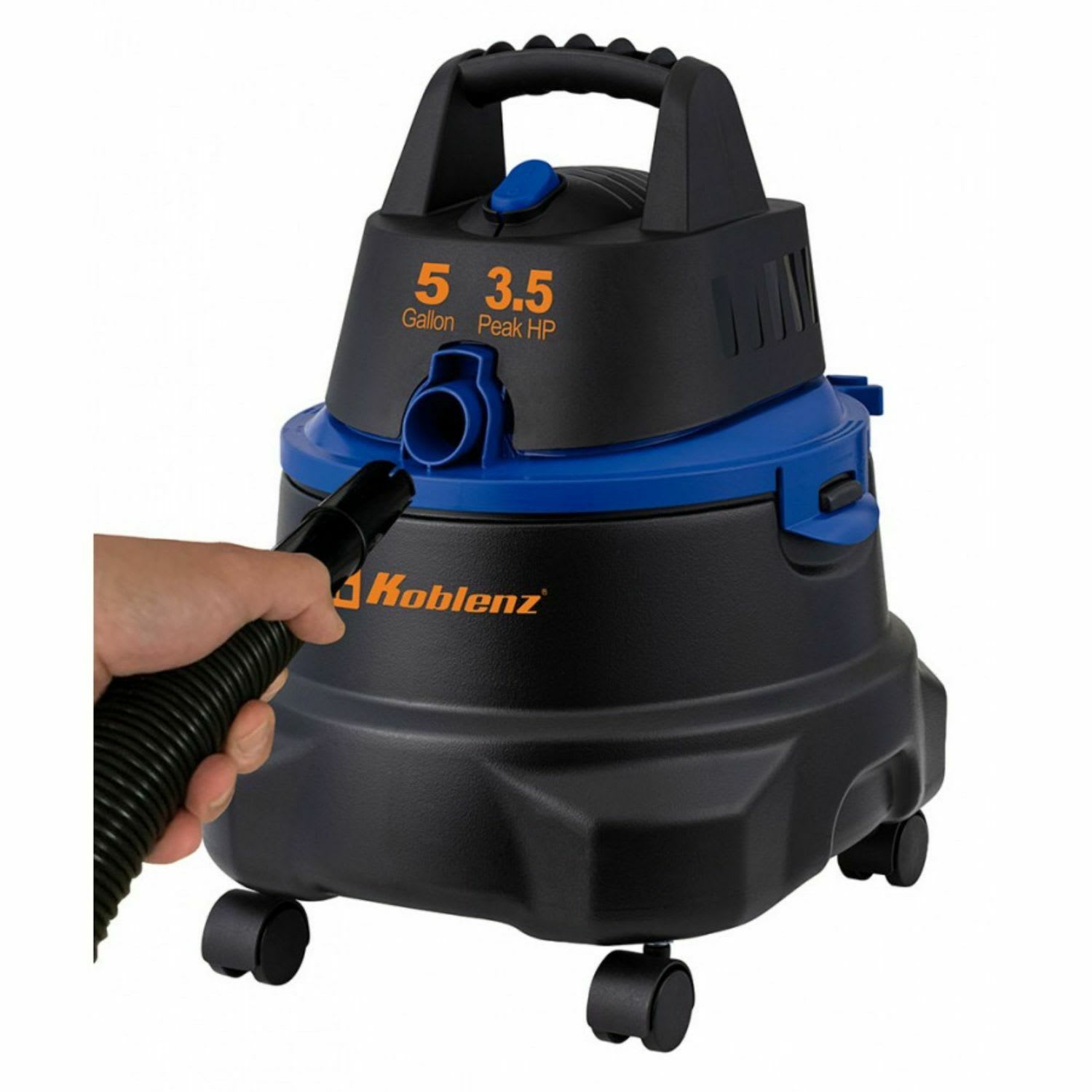 Koblenz 5-Gallon Corded Wet/Dry Vacuum, Black/Blue - Image 4