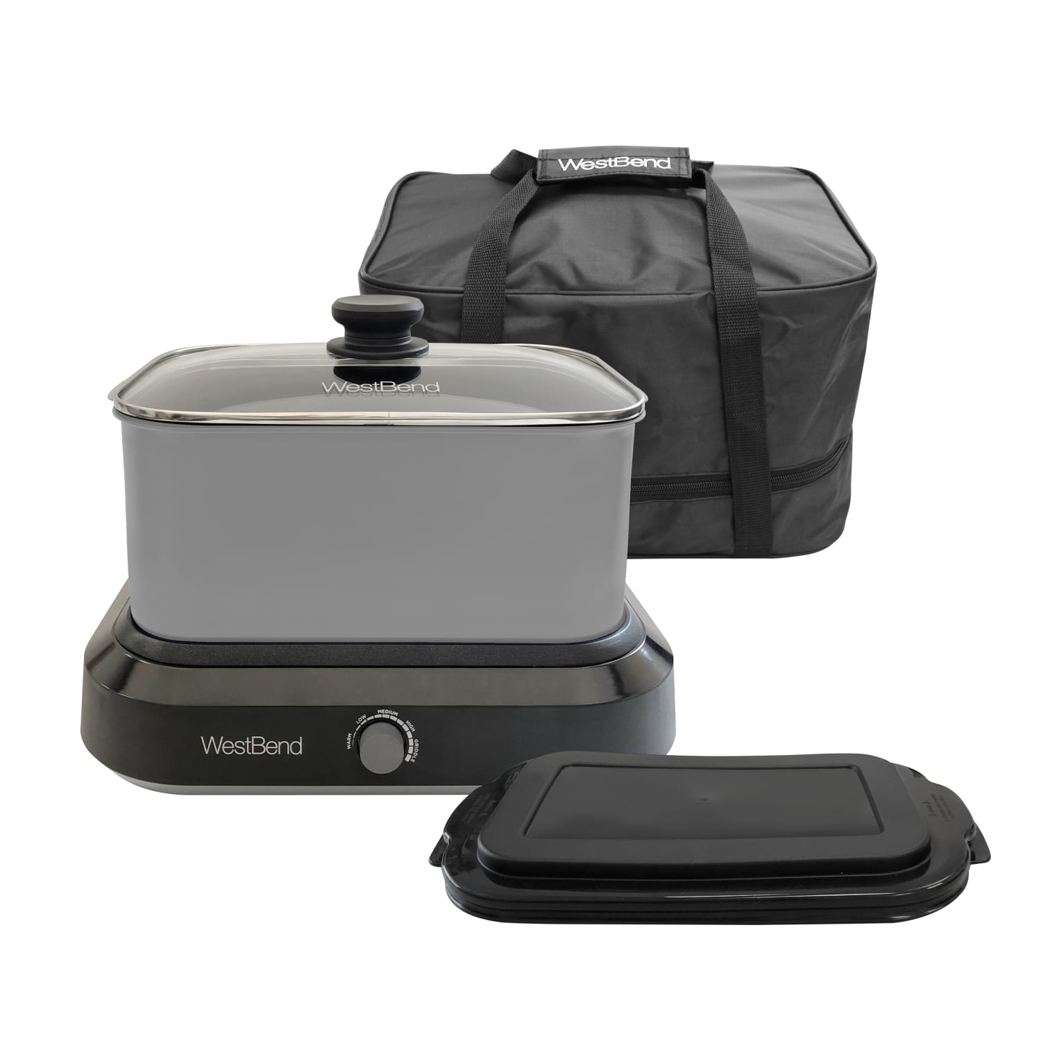 West Bend 6-Quart Oblong Slow Cooker, Silver - Image 3