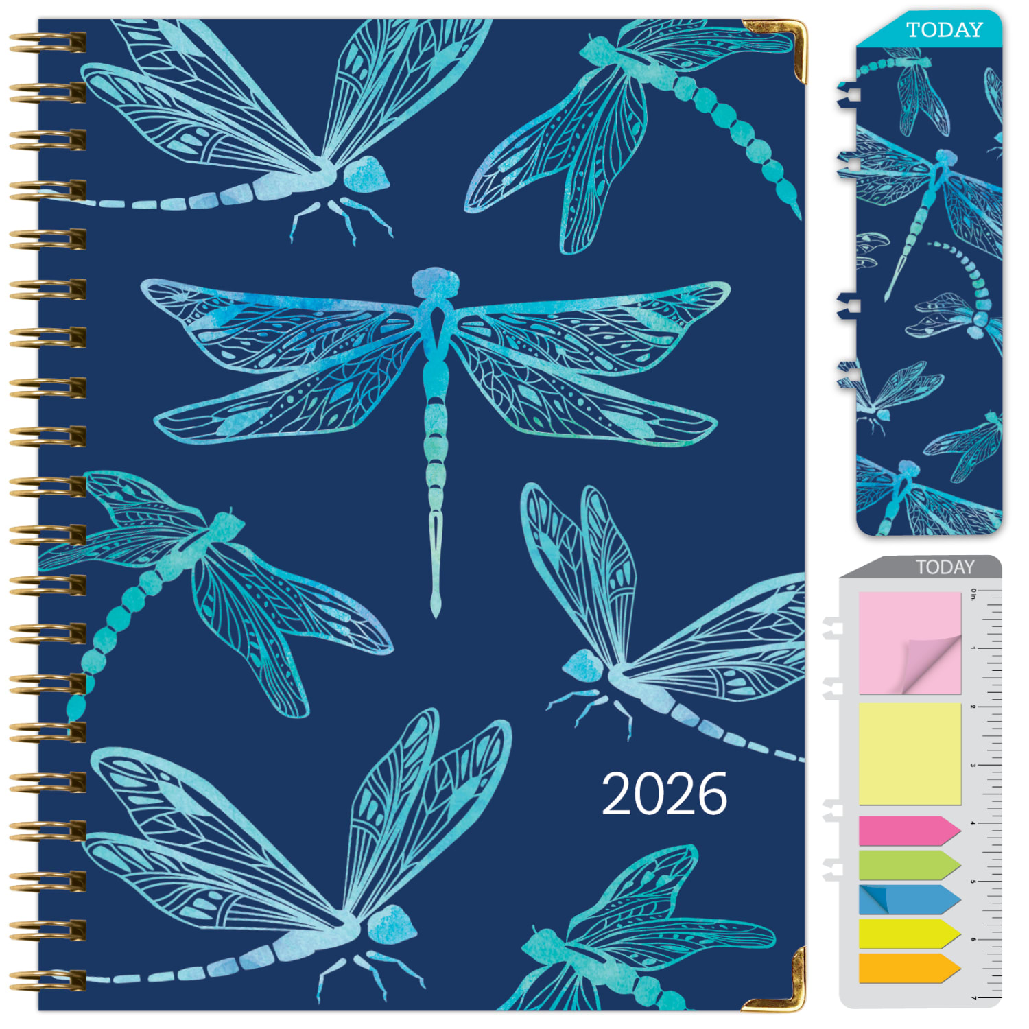 2026 Excello Brands Hardcover Fashion Daily/Weekly/Monthly Planner, 8.5in x 11in, Dragonflies November 2025 - December 2026, (FSHN-CY26-8511-59)