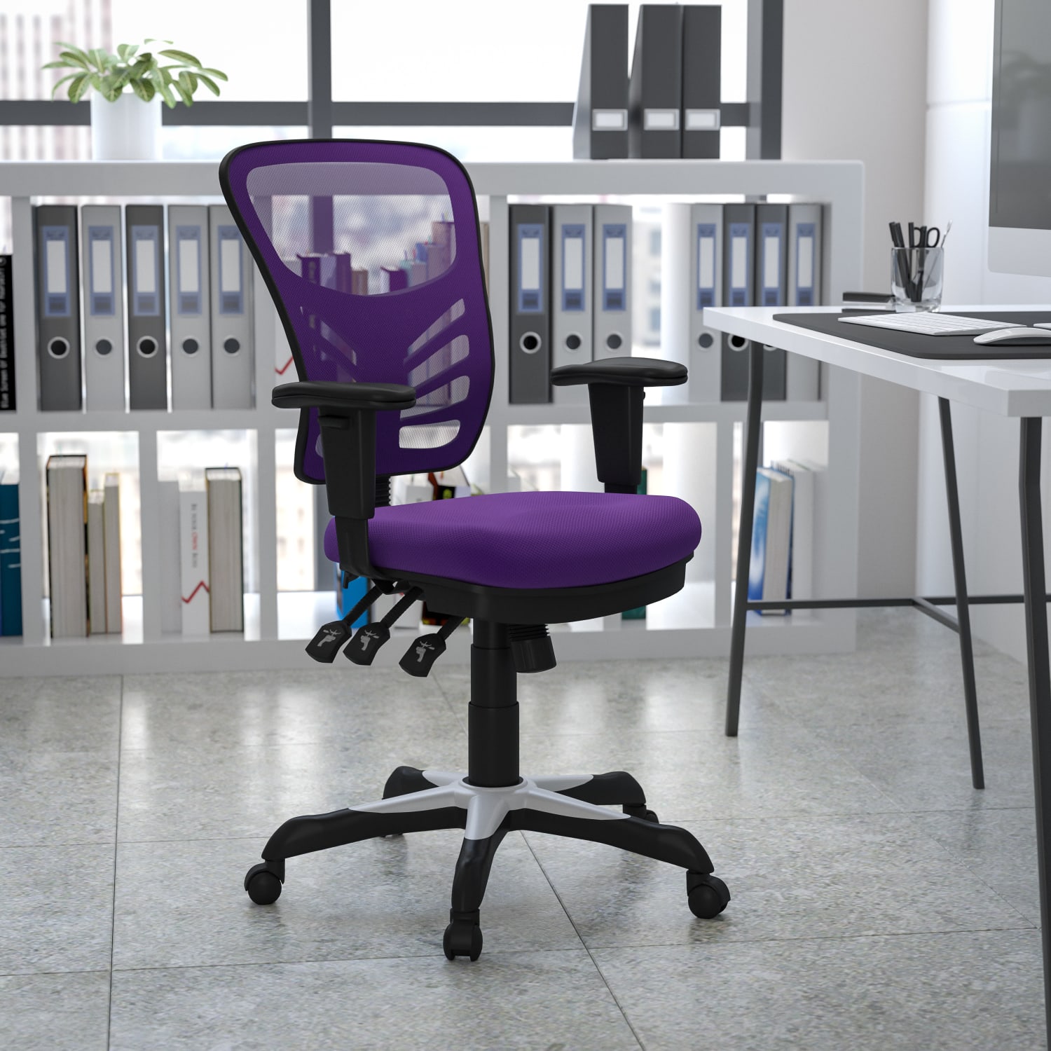 Flash Furniture Ergonomic Mesh Mid Back Swivel Task Chair PurpleBlack PopularChairscom