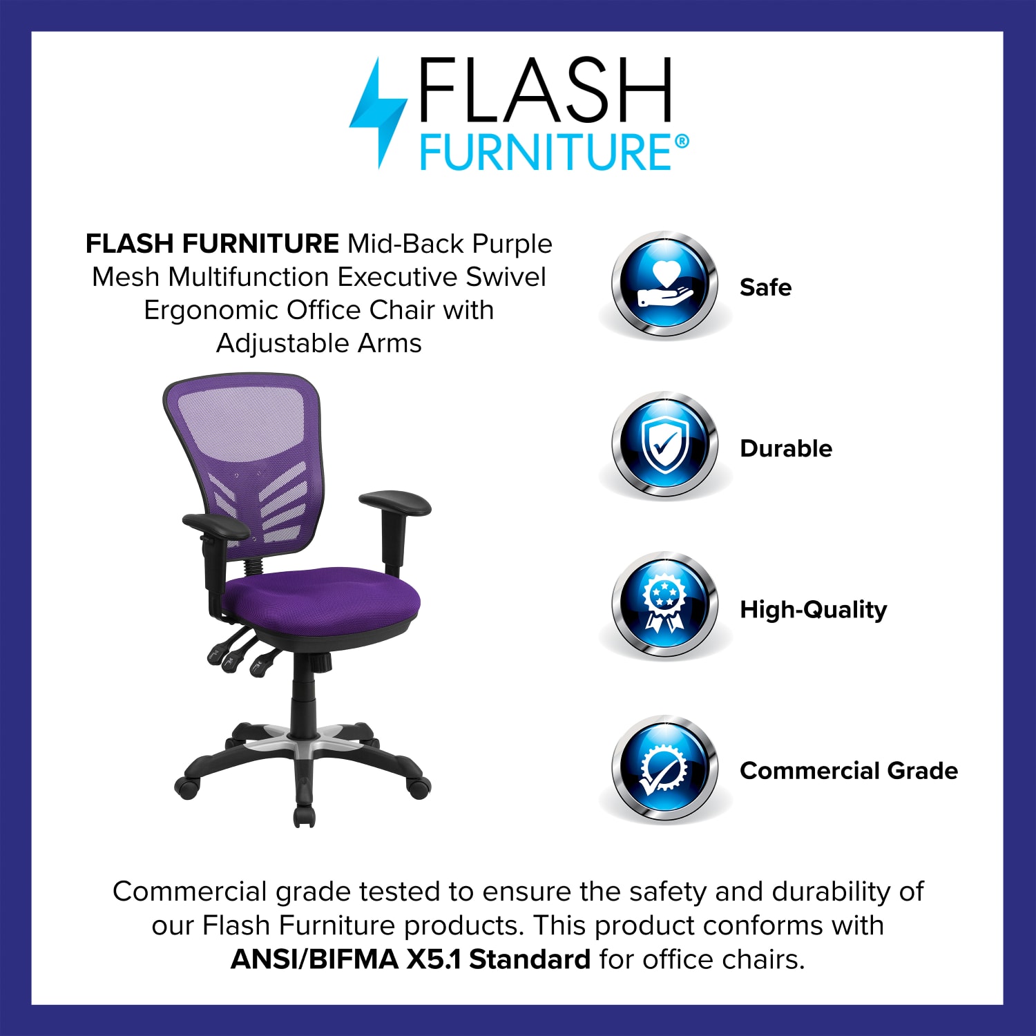Flash Furniture Ergonomic Mesh Mid Back Swivel Task Chair PurpleBlack PopularChairscom