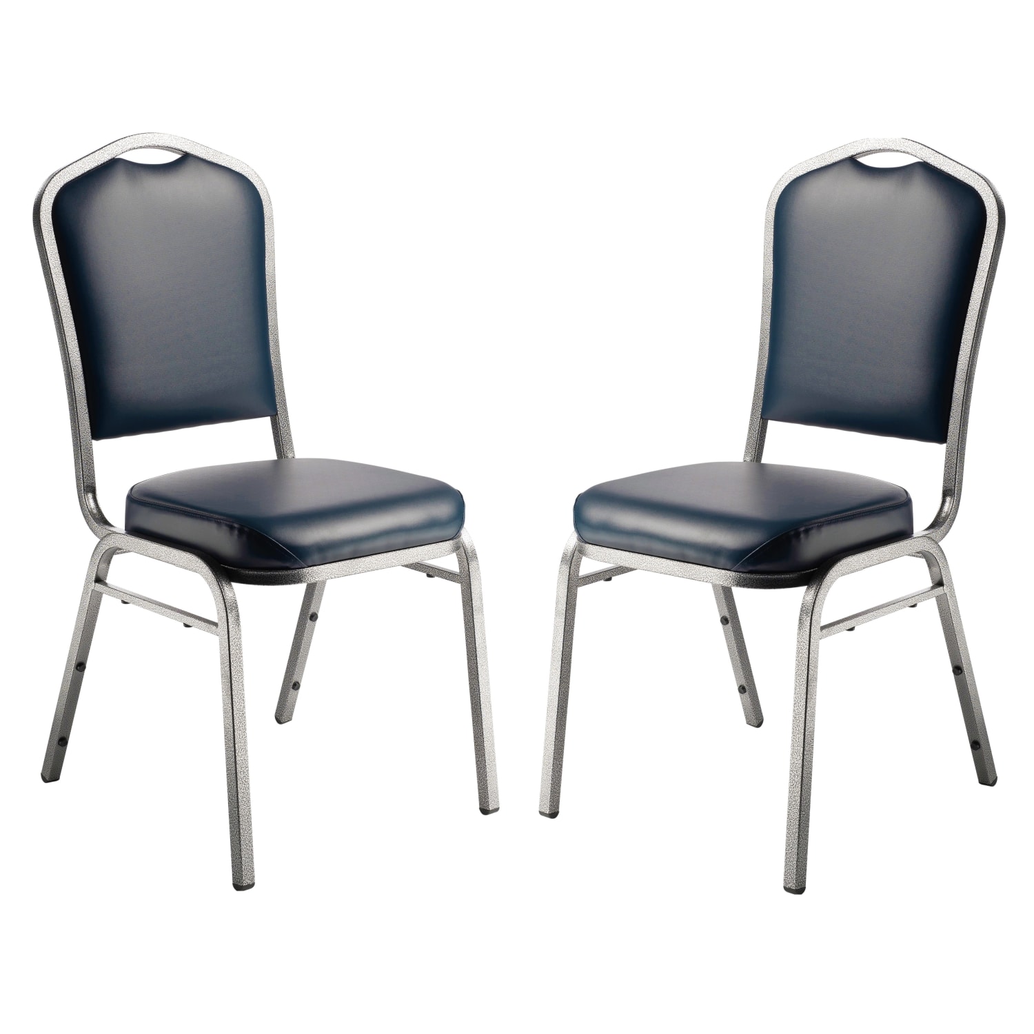 National Public Seating 9300 Series Deluxe Vinyl Banquet Chairs, Midnight Blue/Silvervein, Pack Of 2 Chairs