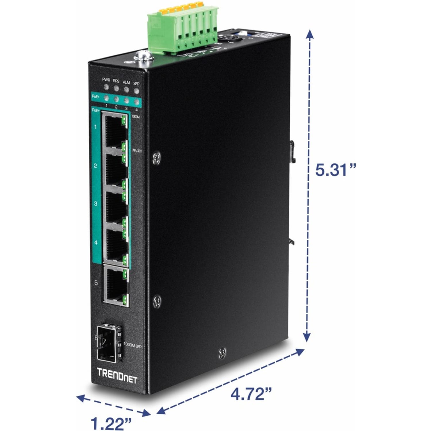 TRENDnet 6-Port Hardened Industrial Gigabit Poe+ Layer 2 Managed DIN-Rail Switch, 4x Gigabit PoE+ 802.3at Ports - Image 6