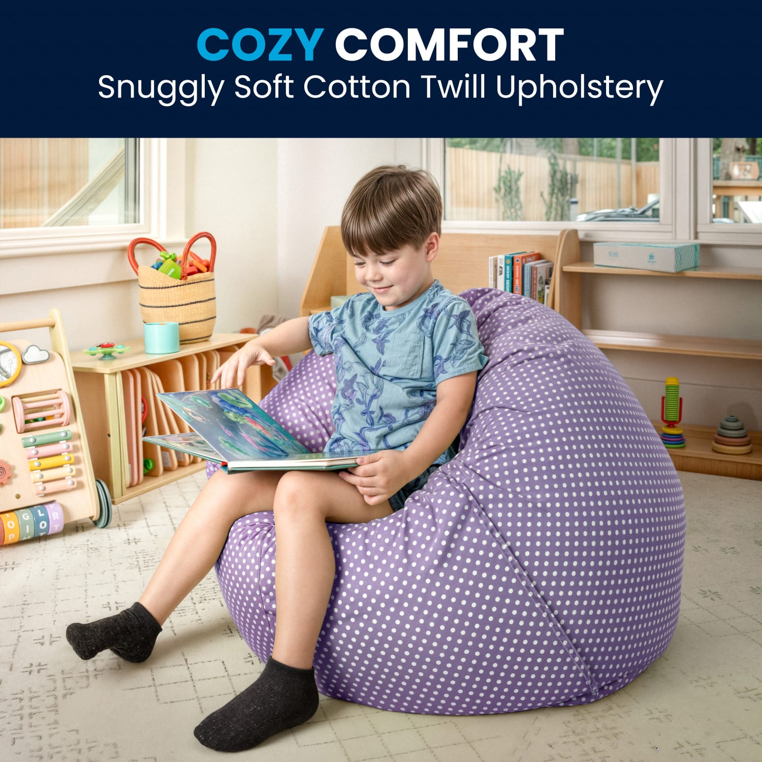Flash Furniture Small Bean Bag Chair For Kids And Teens Lavender Dot PopularChairscom