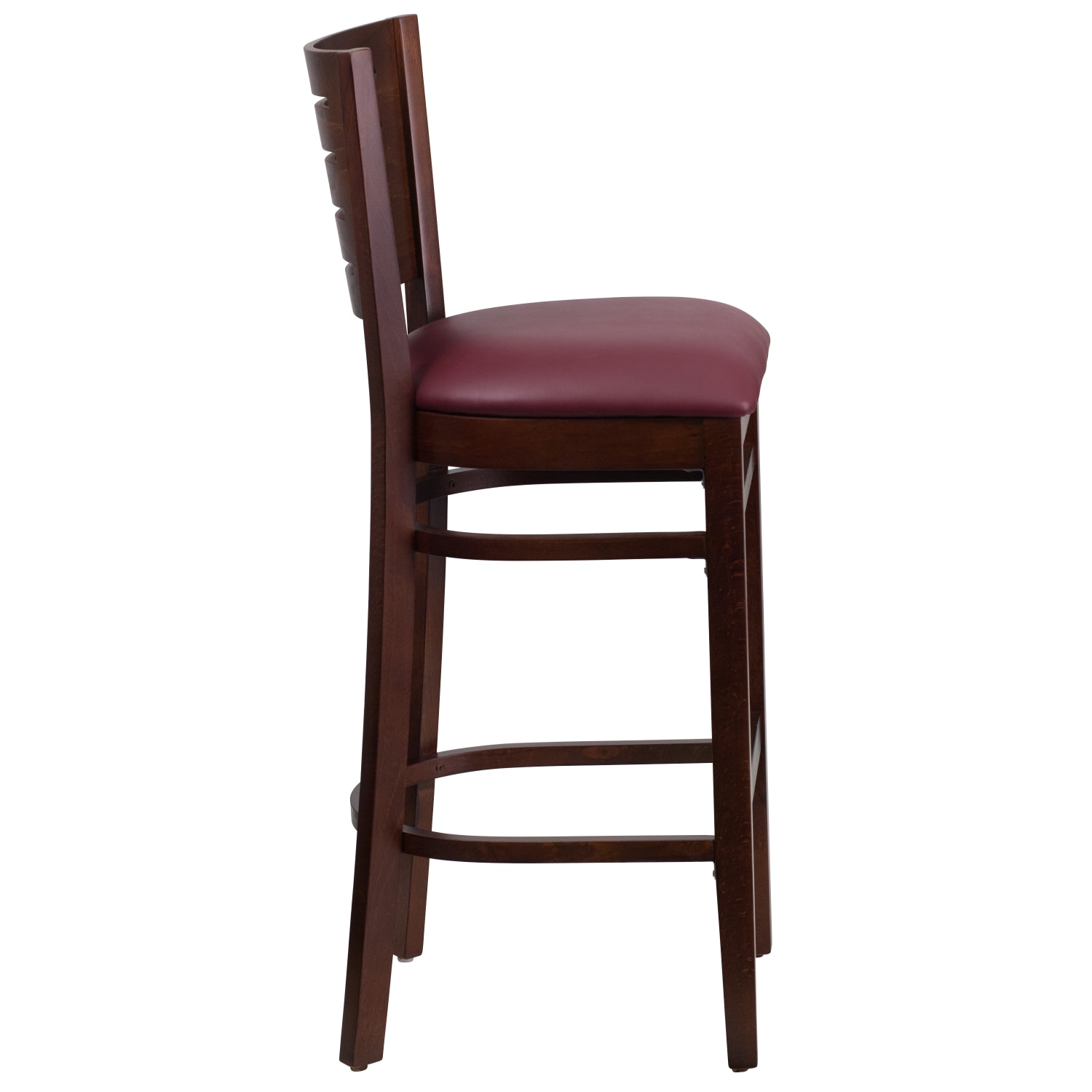 Flash Furniture Slat Back Restaurant Bar Stool, Burgundy/Walnut - Image 5