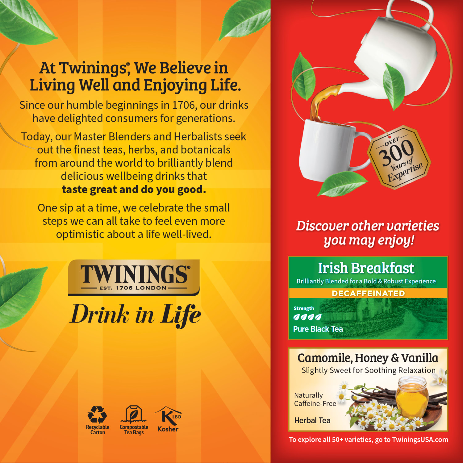 Twinings English Breakfast Decaf Tea Bags, 25/Box - Image 6