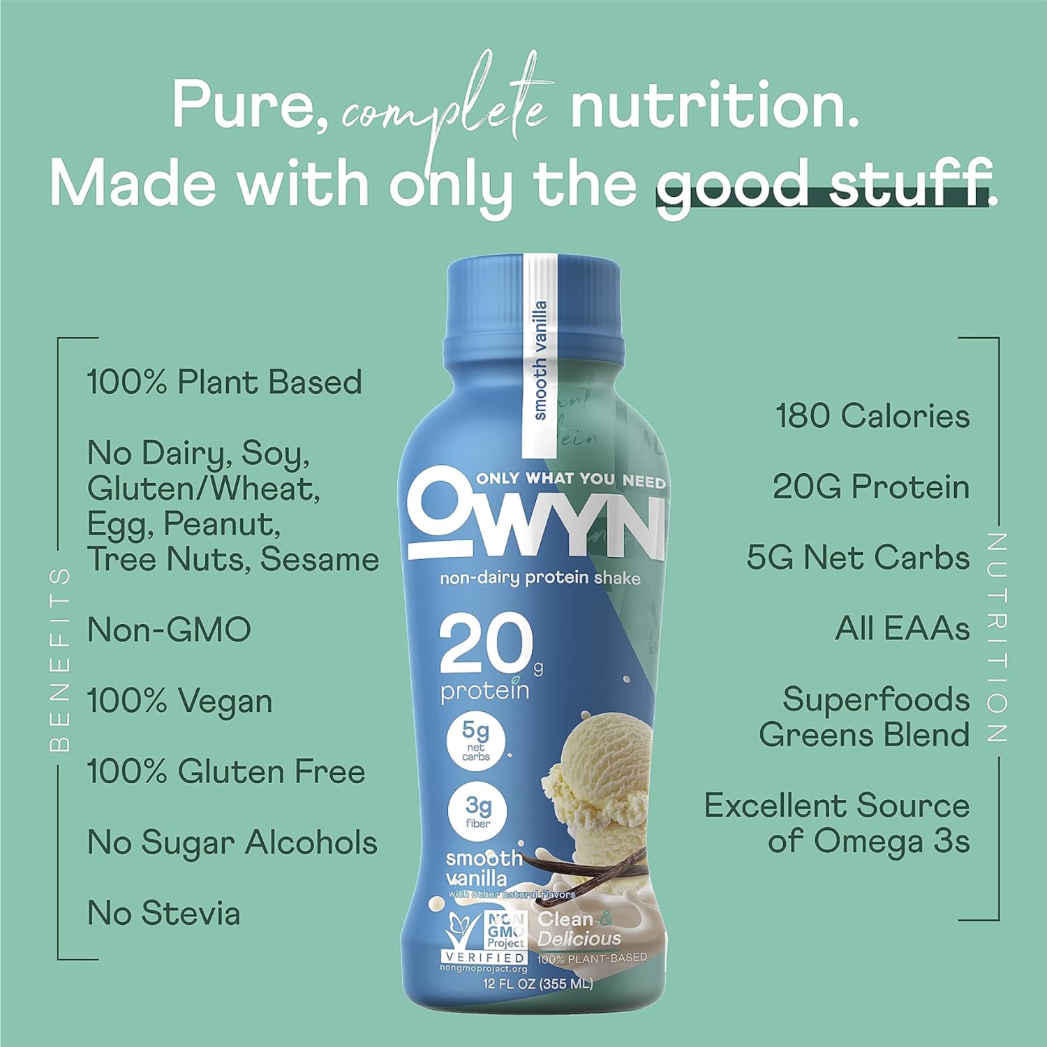 OWYN Smooth Vanilla Protein Drinks, 12 Oz, Case Of 12 Drinks - Image 5