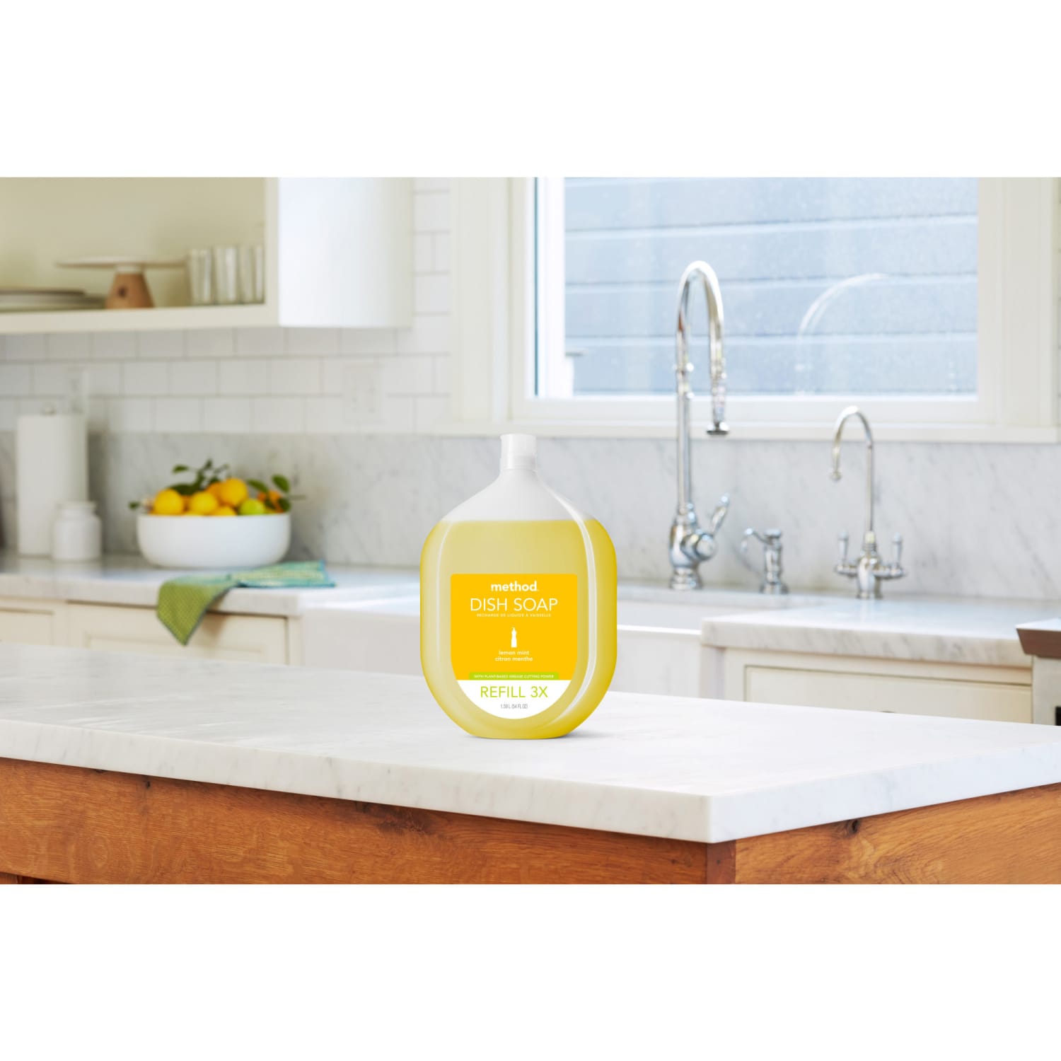 Method Dish Soap Refill - Liquid - 54 fl oz (1.7 quart) - Lemon Mint Scent - 1 Each - Green - Image 3