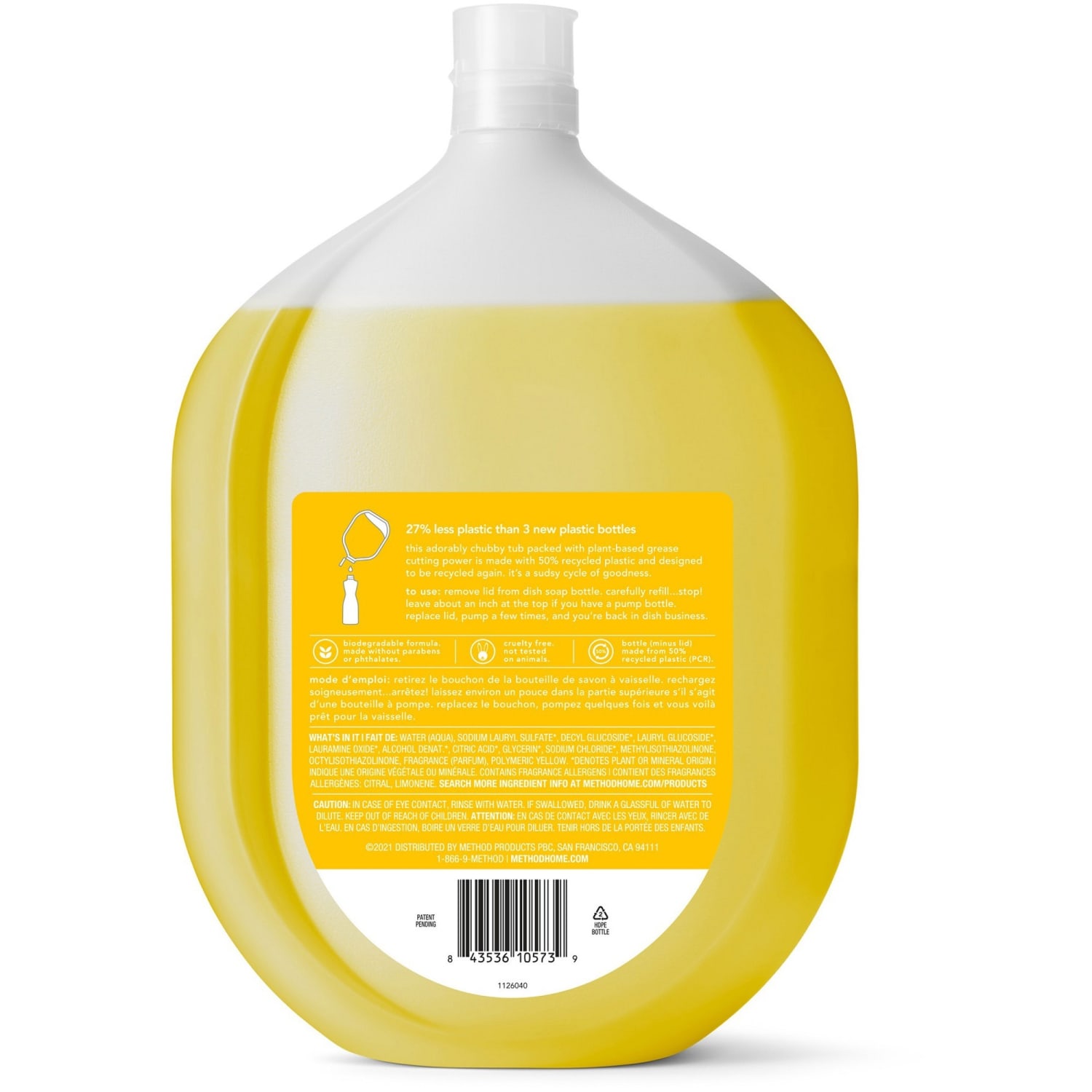 Method Dish Soap Refill - Liquid - 54 fl oz (1.7 quart) - Lemon Mint Scent - 1 Each - Green - Image 4