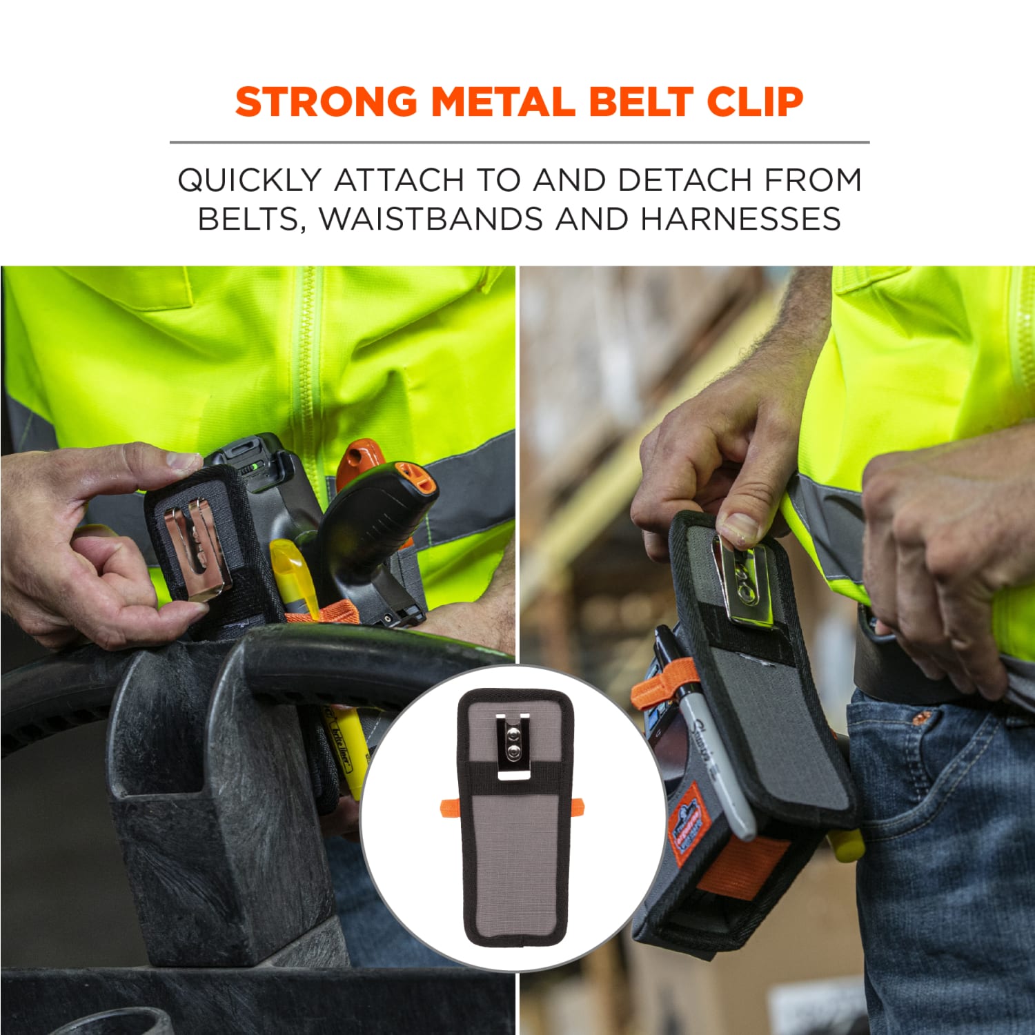 Ergodyne Squids 5541 Handheld Barcode Scanner Holster With Belt Clip, Large, 10in, Gray - Image 5