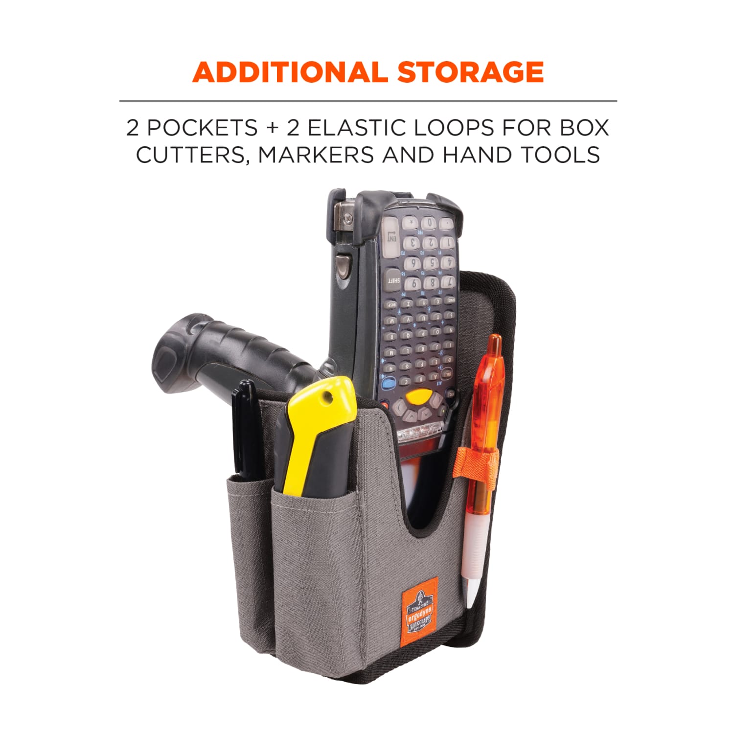 Ergodyne Squids 5541 Handheld Barcode Scanner Holster With Belt Clip, Large, 10in, Gray - Image 6