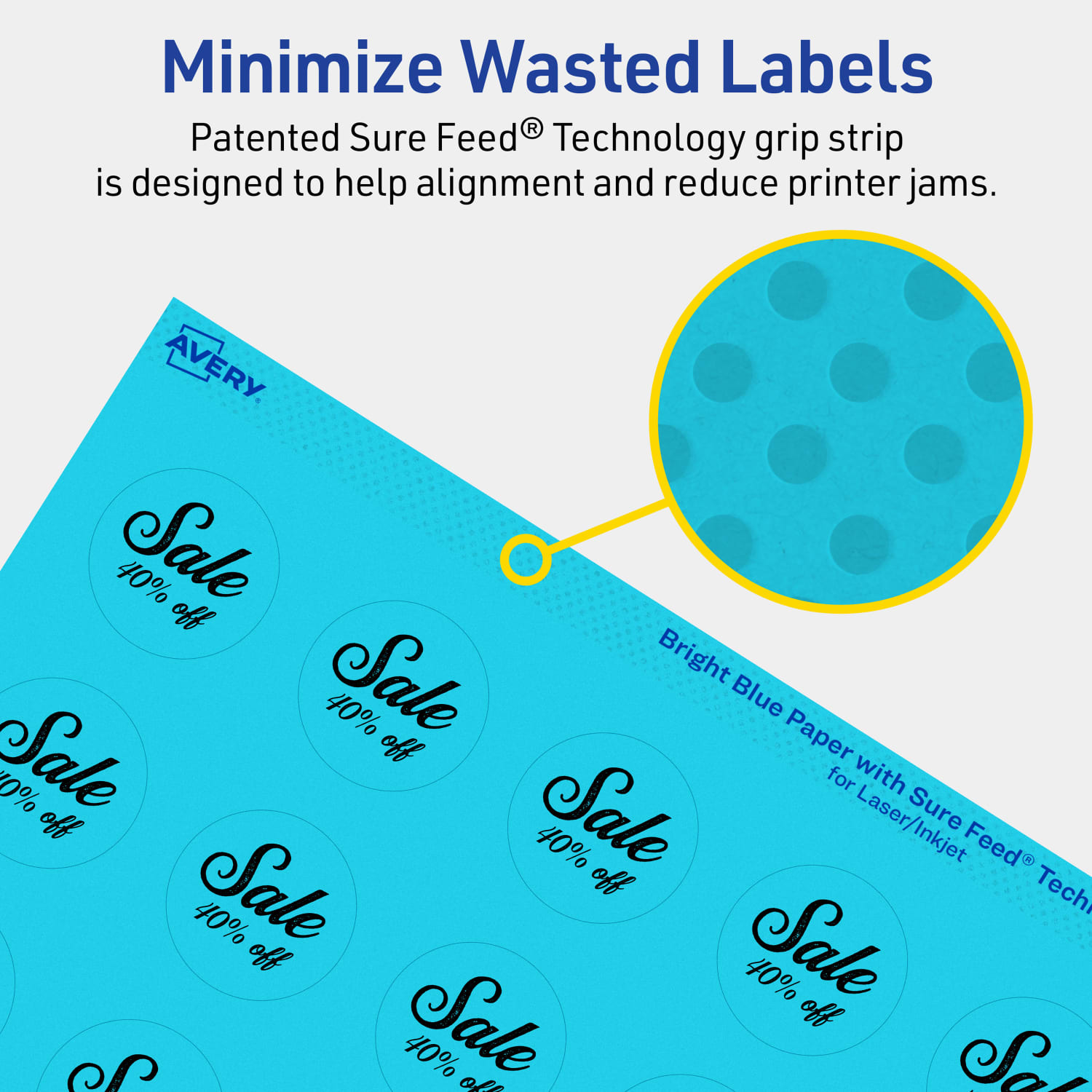 Avery Print-To-The-Edge Labels With Sure Feed Technology And Easy Peel Label Feature, 94505-BBP10, Round, 1-1/4in, Matte Bright Blue, Pack of 300 - Image 5