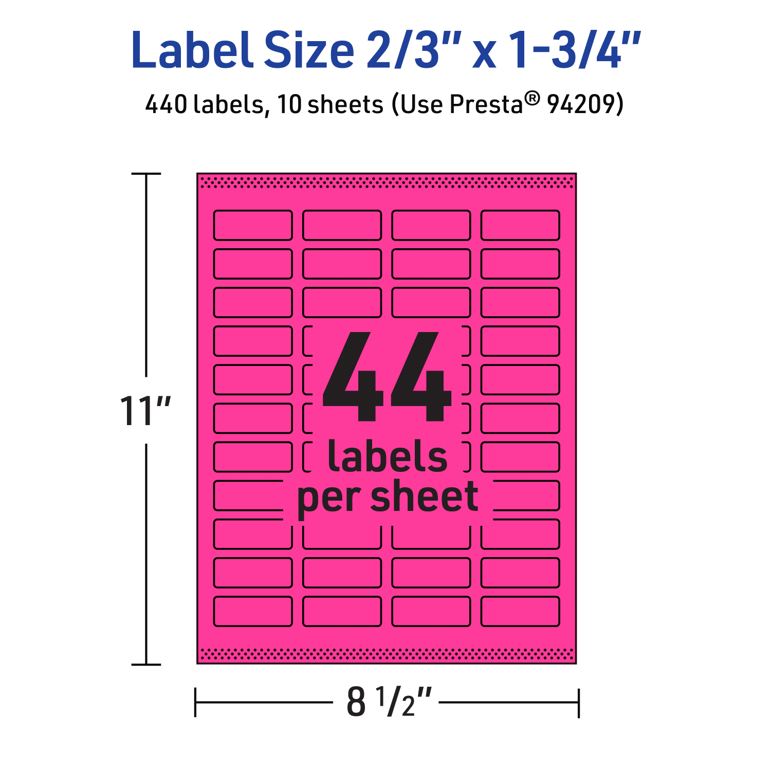 Avery Print-To-The-Edge Labels With Sure Feed Technology And Easy Peel, 94209-NMP10, Rectangle, 2/3in x 1-3/4in, Matte Neon Magenta, Pack of 440 - Image 6