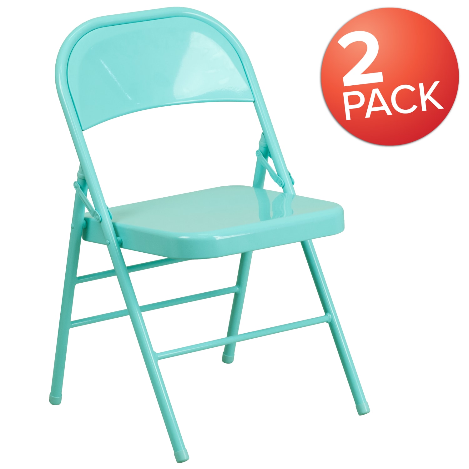Flash Furniture HERCULES COLORBURST Series TripleBraced DoubleHinged Metal Folding Chairs Tantalizing Teal Pack Of 2 Chairs PopularChairscom Flash Furniture HERCULES COLORBURST Series Triple Braced Double Hinged Metal Folding Chairs Tantalizing Teal Pack Of 2 Chairs PopularChairscom