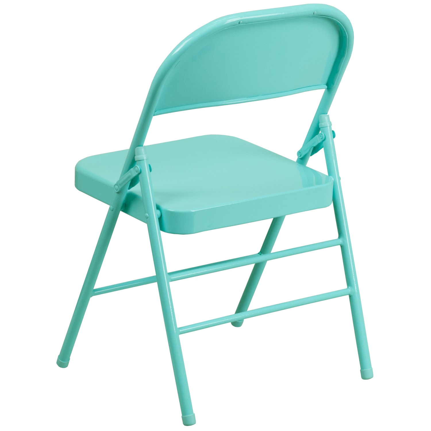Flash Furniture HERCULES COLORBURST Series TripleBraced DoubleHinged Metal Folding Chairs Tantalizing Teal Pack Of 2 Chairs PopularChairscom Flash Furniture HERCULES COLORBURST Series Triple Braced Double Hinged Metal Folding Chairs Tantalizing Teal Pack Of 2 Chairs PopularChairscom