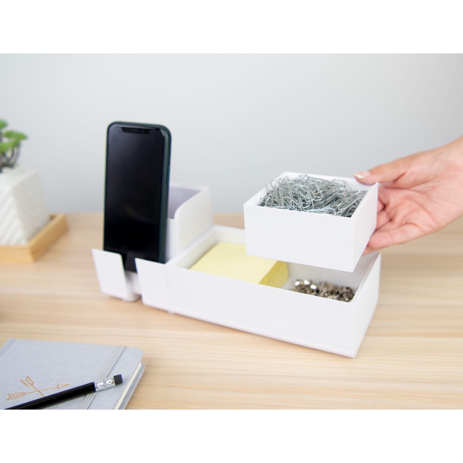 Bostitch Konnect Stackable 4-Piece Desk Organization Kit, White - Image 4
