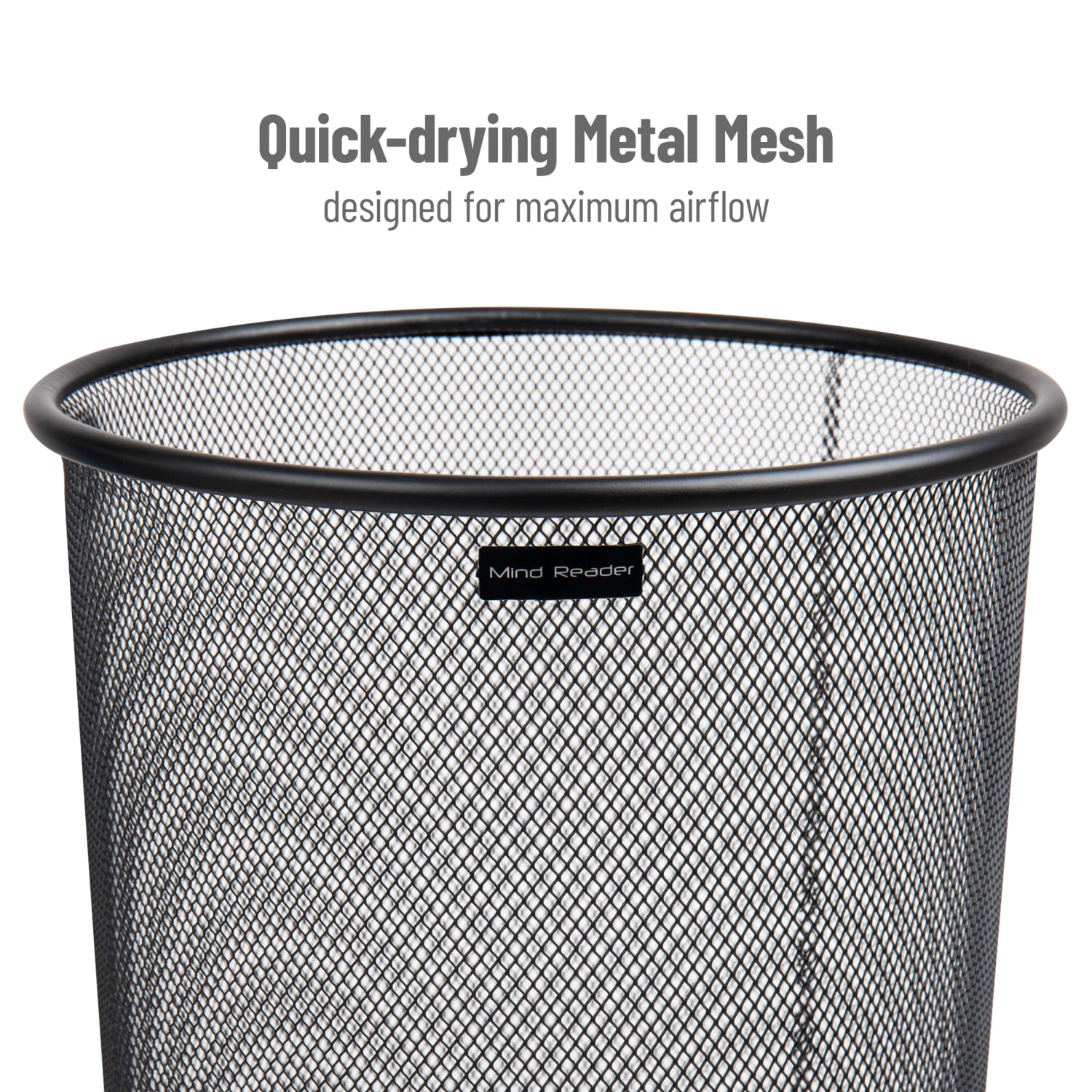 Mind Reader Metal Mesh Umbrella Stand Walking Cane Wrapping Paper Entryway, 19-1/2inH x 10-1/4inW x 10-1/4inL, Black - Image 6