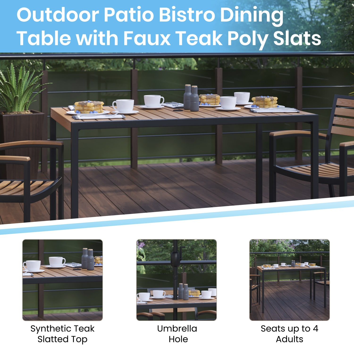 Flash Furniture Lark 3-Piece Outdoor Patio Table Set, 29-1/2inH x 30inW x 48inD, Red - Image 5