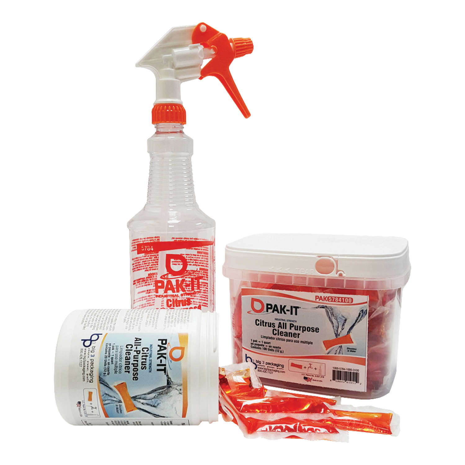 Big 3 Packaging PAK-IT All-Purpose Cleaner, Citrus Scent, Pack Of 20 - Image 4