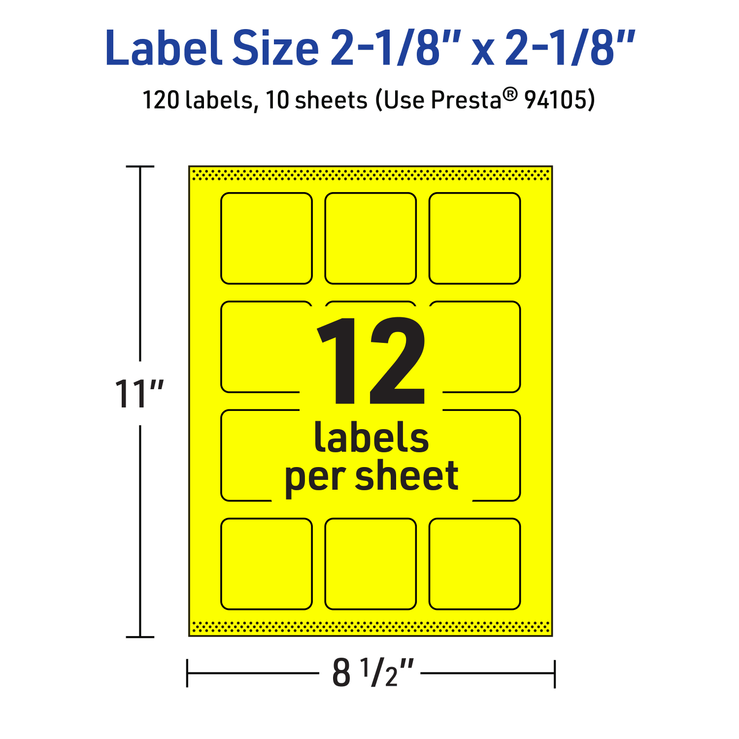 Avery Print-To-The-Edge Labels With Sure Feed Technology And Easy Peel, 94105-NYP10, Square, 2-1/8in x 2-1/8in, Matte Neon Yellow, Pack of 120 - Image 6
