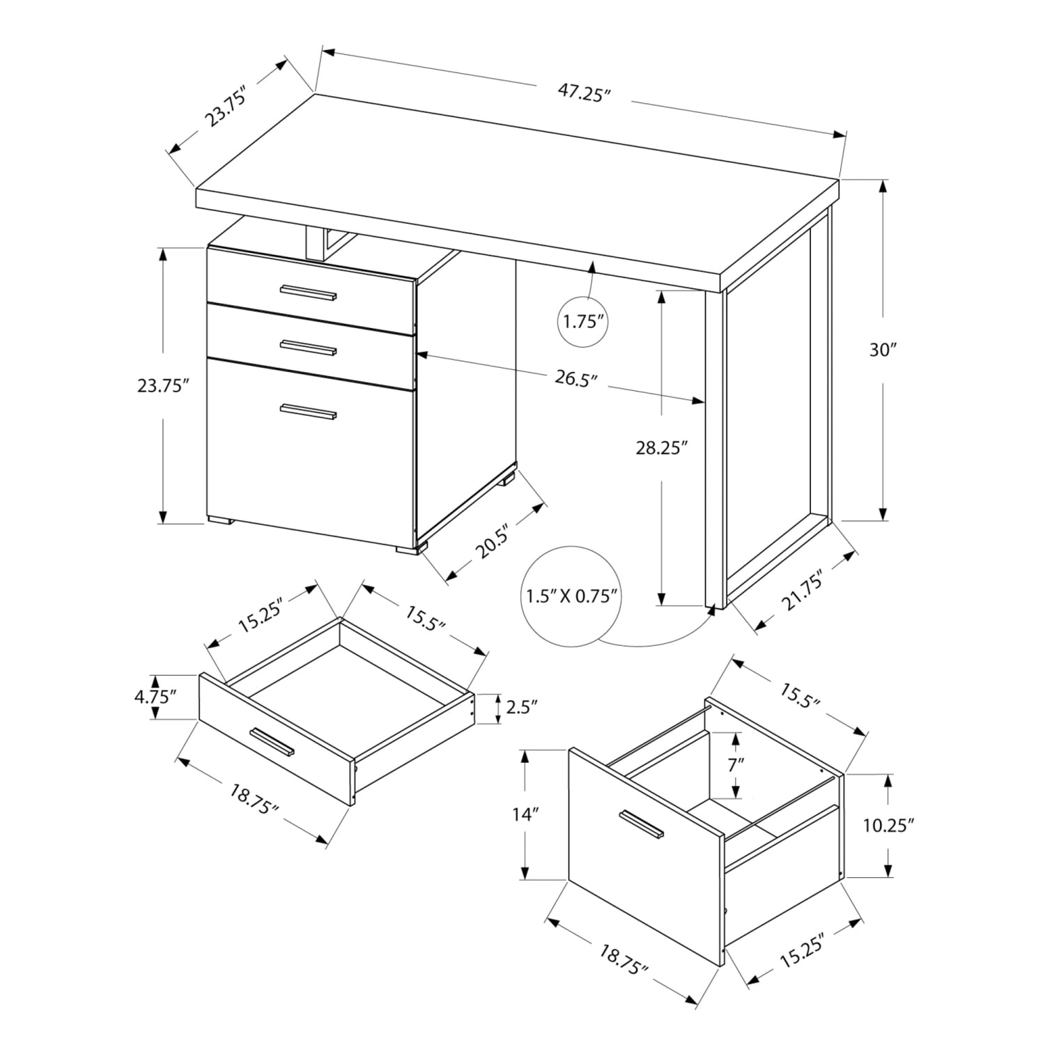 Monarch Specialties Melody 48inW Computer Desk, Natural - Image 6
