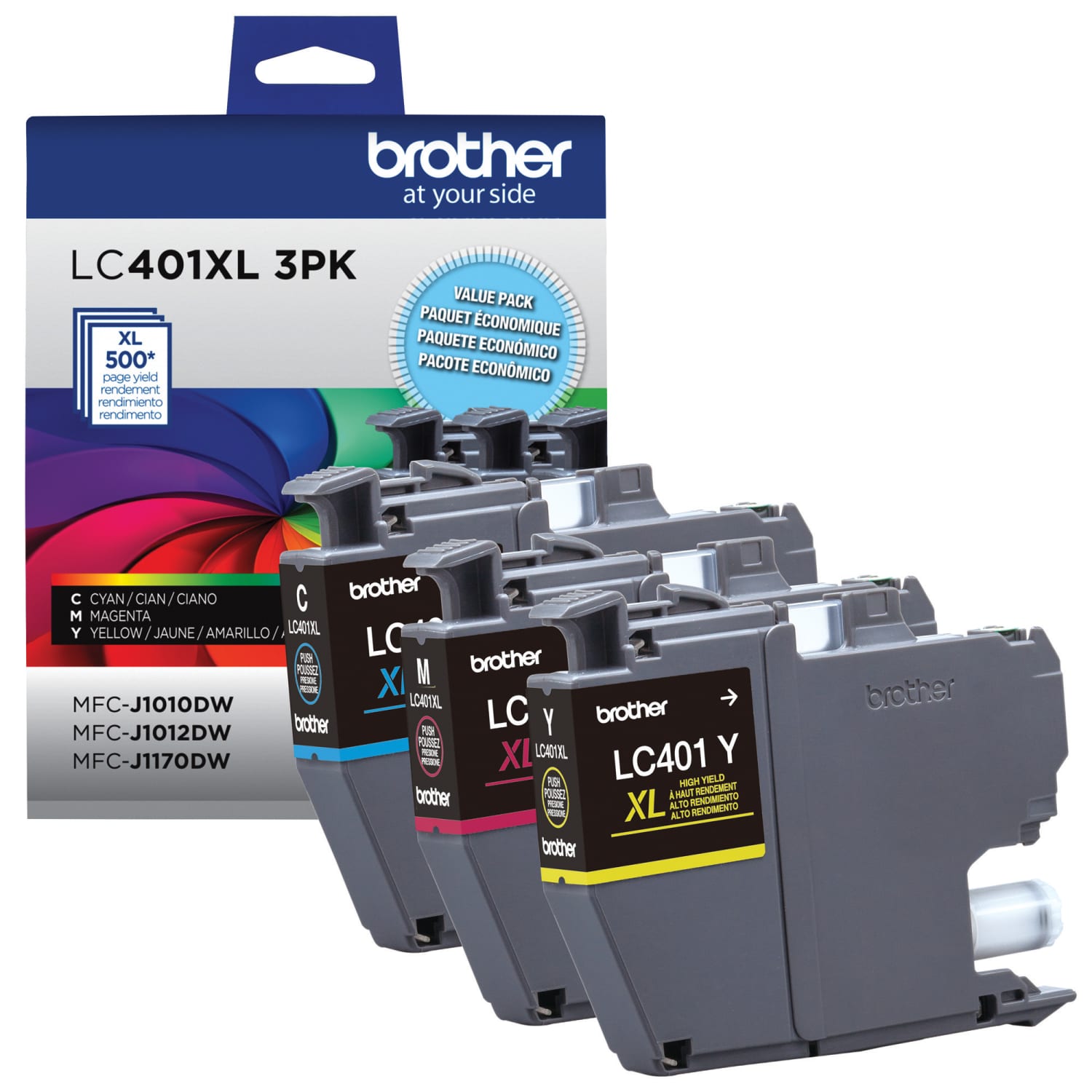 Brother LC401XL Cyan; Magenta; Yellow High-Yield Ink Cartridges, Pack Of 3, LC401XL3PKS - Image 3