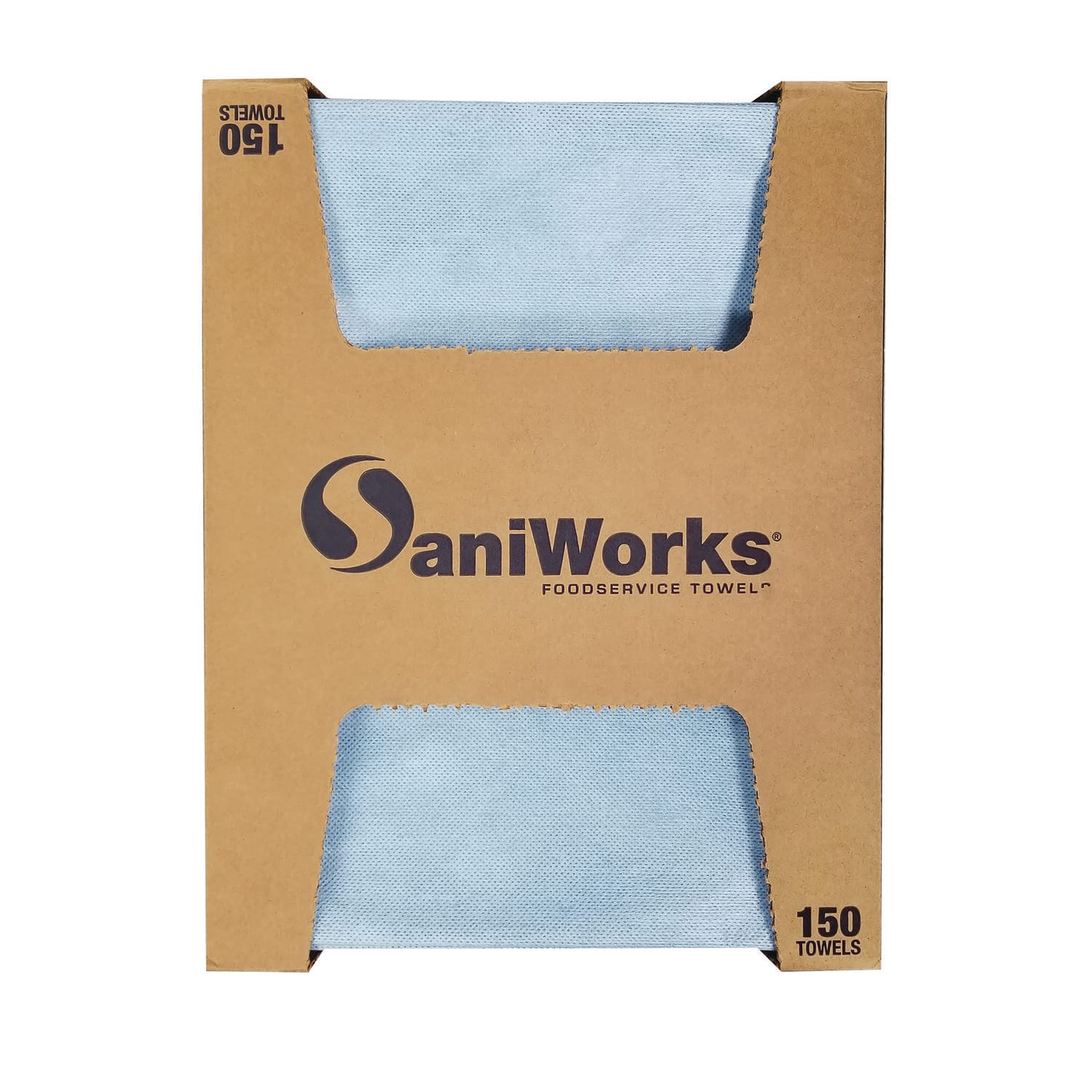 SaniWorks Deluxe Foodservice Wiper, 1-Ply, 13 x 21, Blue, 150/Carton - Image 3