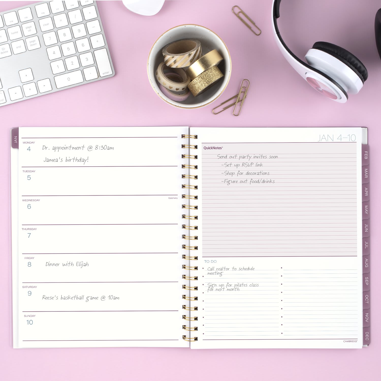 Mead Cambridge Blush Blossom 2027 Weekly Monthly Planner, Large, 8 1/2in x 11in - Image 3