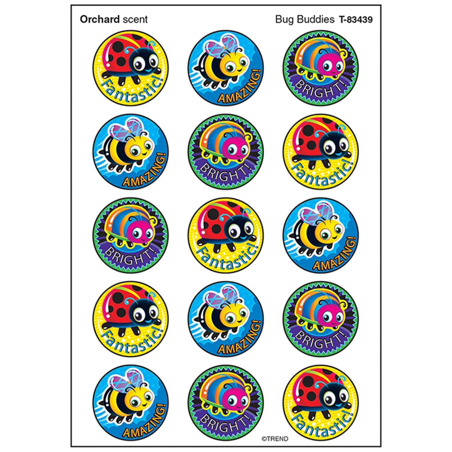 Trend Stinky Stickers, 1in, Bug Buddies/Orchard, 60 Stickers Per Pack, Set Of 6 Packs - Image 3
