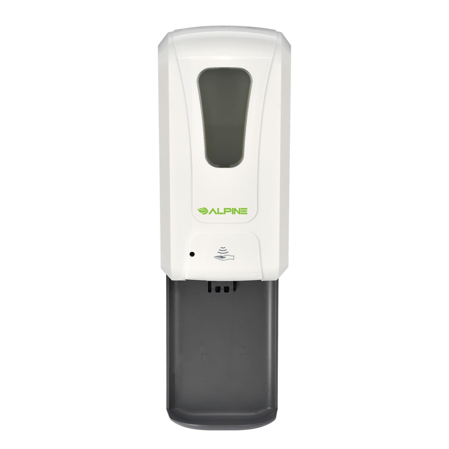 Alpine Industries 1200 mL Wall Mount Automatic Gel Hand Sanitizer Soap Dispensers With Drip Trays, White, Set Of 2 Dispensers - Image 3