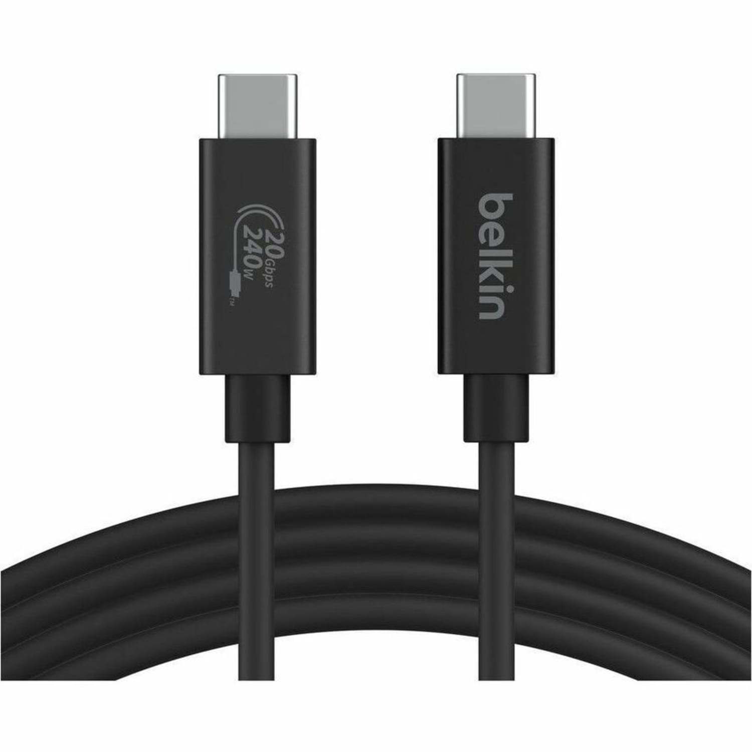 Belkin USB4 Cable, 240W + 20Gbps - 6.56 ft USB4 A/V/Power/Data Transfer Cable - INZ004BT2MBK - Image 6