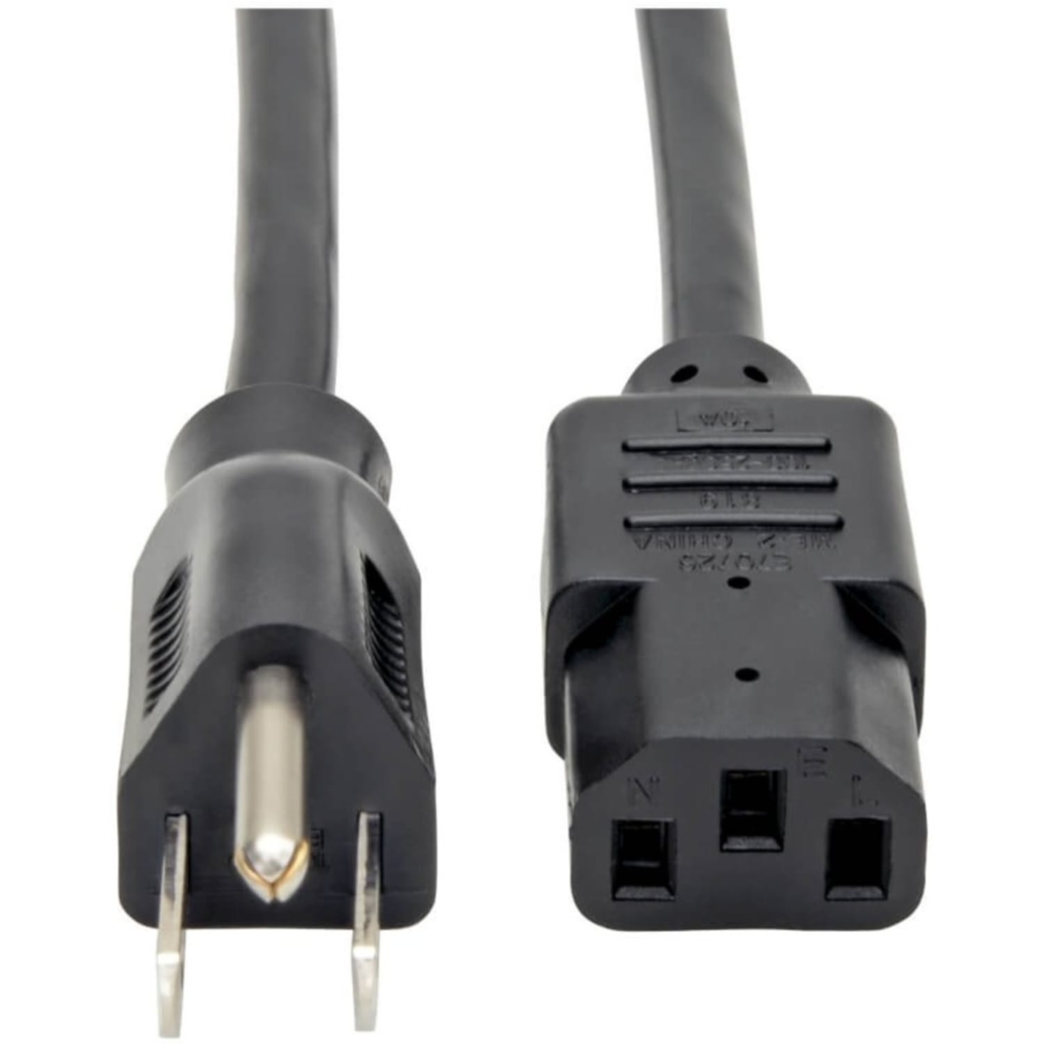 Eaton Tripp Lite Series Desktop Computer Power Cable, NEMA 5-15P to C13 - 10A, 125V, 18 AWG, 12 ft. (3.66 m), Black - P010012