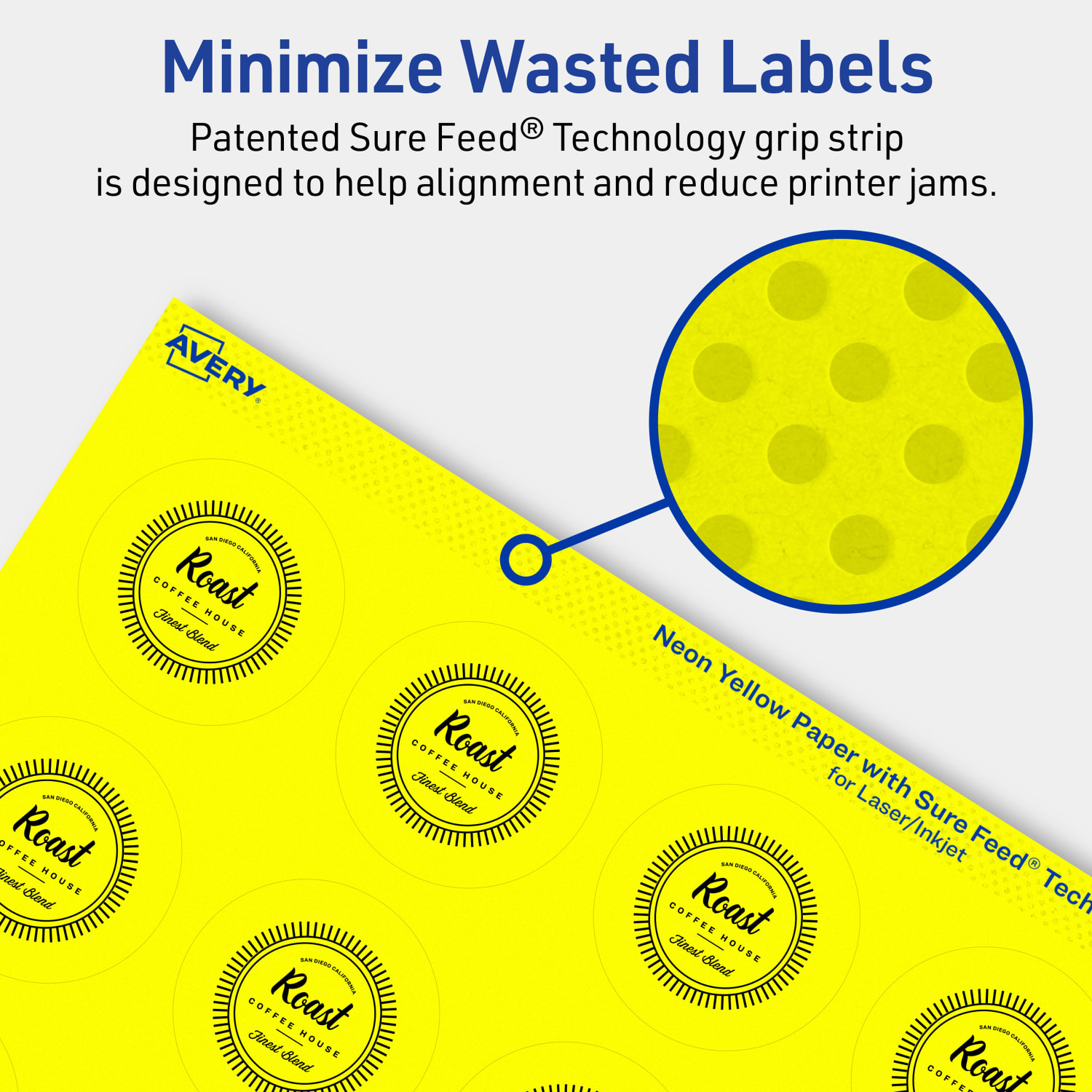 Avery Print-To-The-Edge Labels With Sure Feed Technology, 94509-NYP10, Round, 1-3/4in, Matte Neon Yellow, Pack of 200 - Image 5