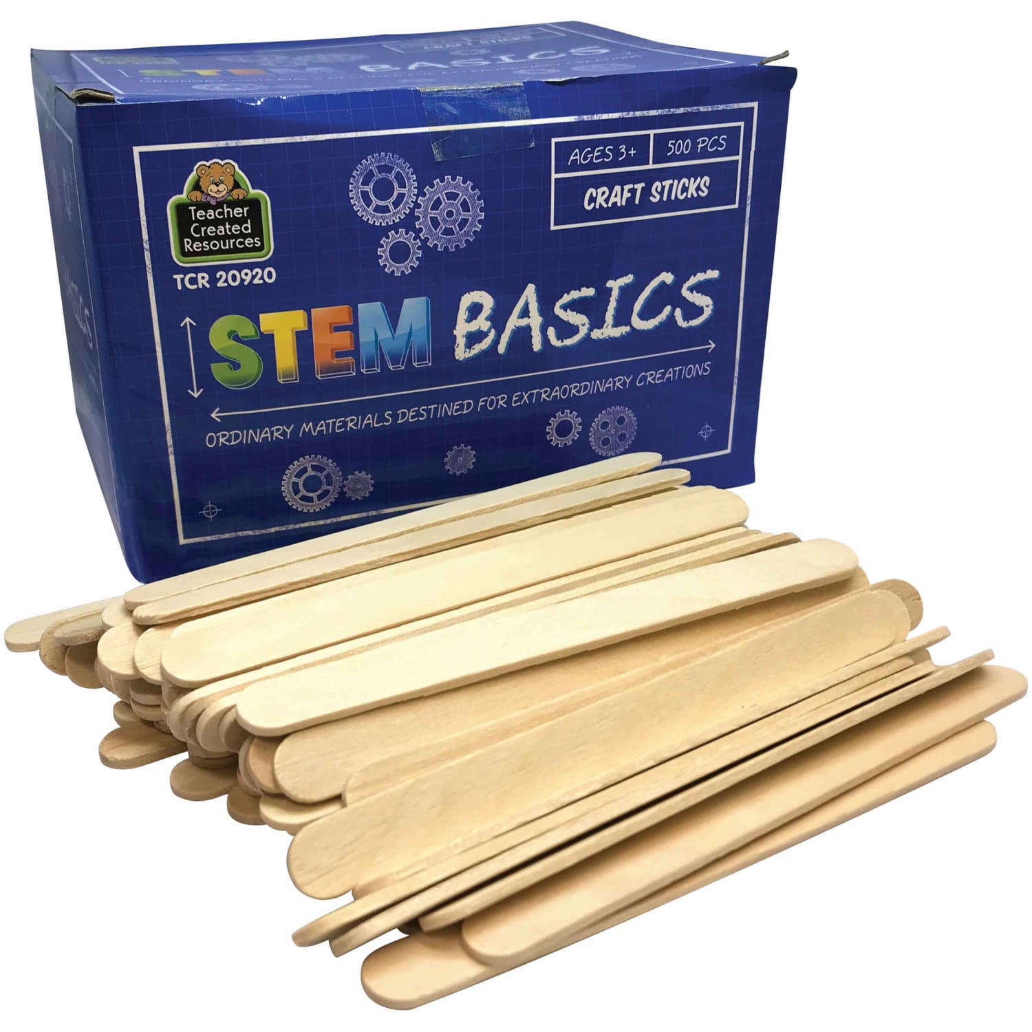 Teacher Created Resources STEM Basics Craft Sticks, Natural, 4-1/2in x 3/8in, Pack Of 500 Sticks, Case Of 3 Packs - Image 3
