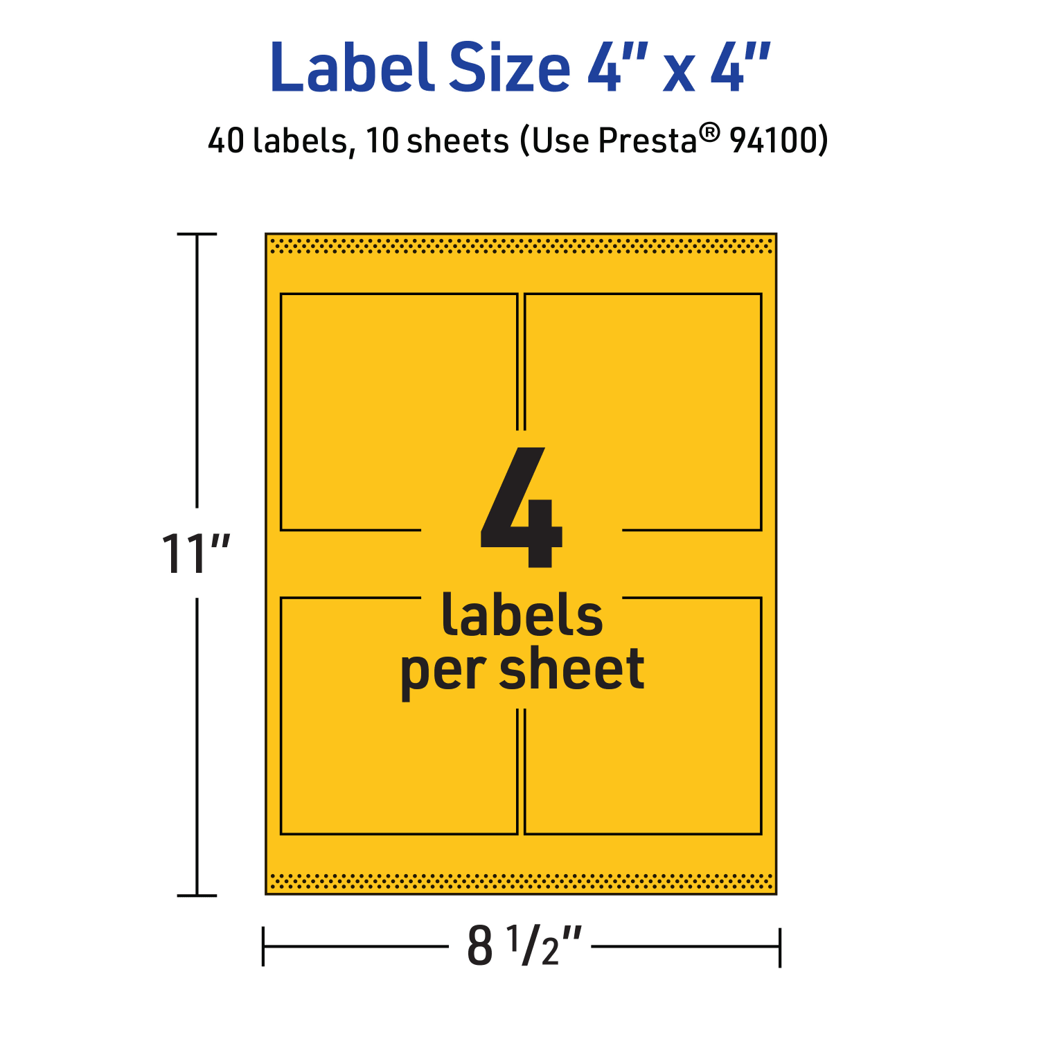 Avery Printable Labels With Sure Feed Technology, 94100-BYP10, Square, 4in x 4in, Matte Bright Yellow, Pack of 40 - Image 6