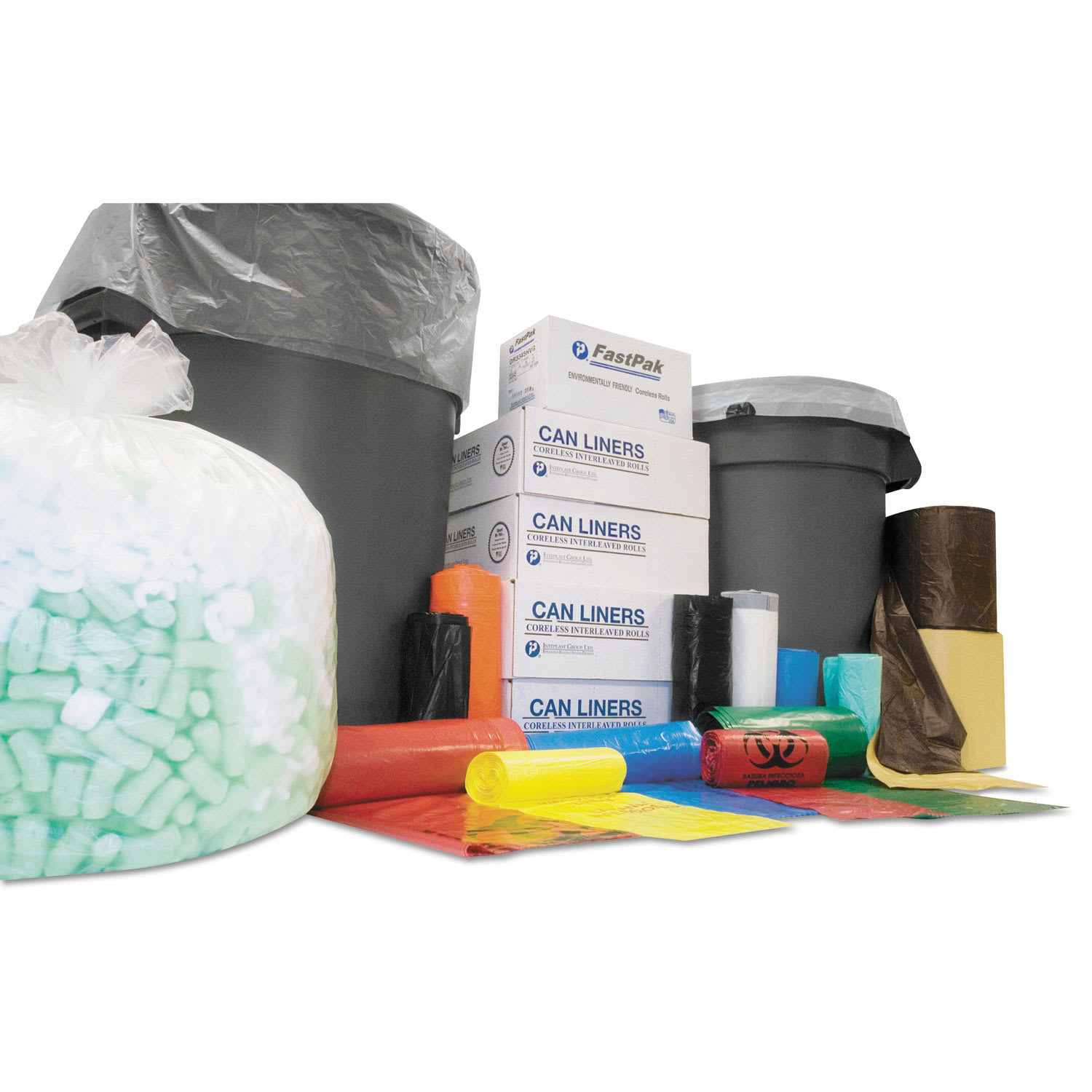 Inteplast Group Low-Density Commercial Can Liners, 60 gal, 0.7 mil, 38in x 58in, White, Interleaved Roll, 25 Bags/Roll, 4 Rolls/Carton - Image 3