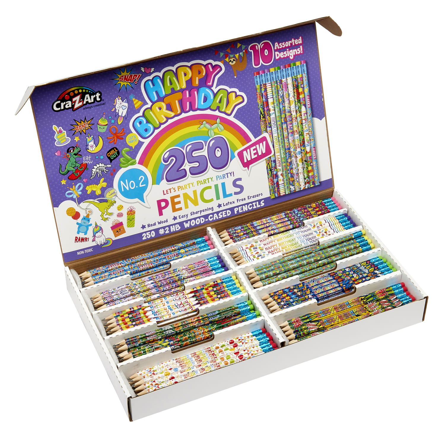 Cra-Z-Art U.S.A. Gold Sharpened Pencils, #2 Lead, Medium, Happy Birthday, Box Of 250 Pencils - Image 3