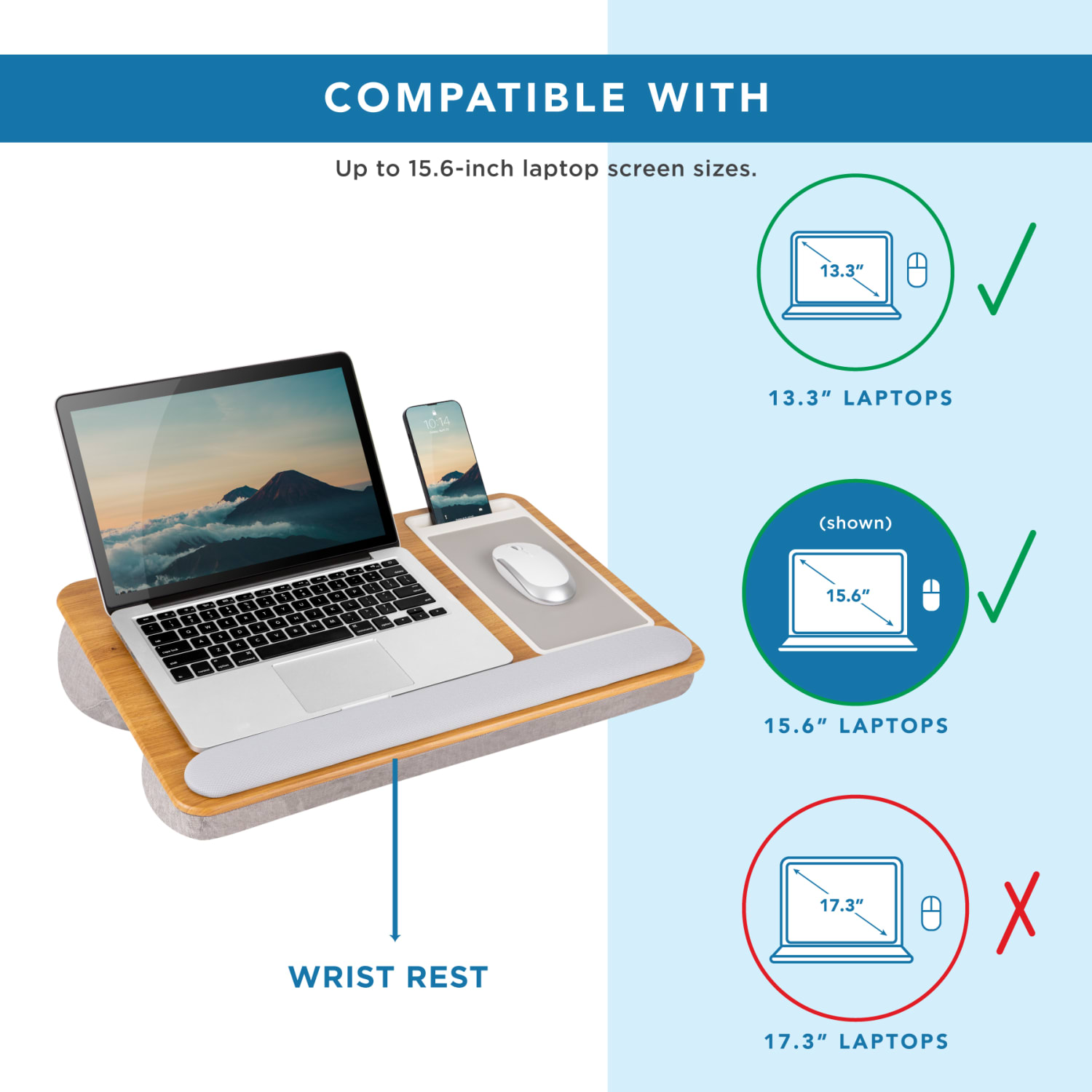 LapGear Home Office Pro Lap Desk, 2-5/8inH x 21-1/8inW x 2-5/8inD, Oak Woodgrain - Image 4