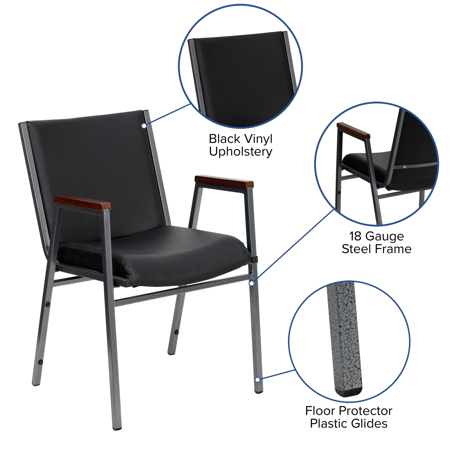 Flash Furniture HERCULES Series Heavy-Duty Stack Chair With Arms, Black - Image 8