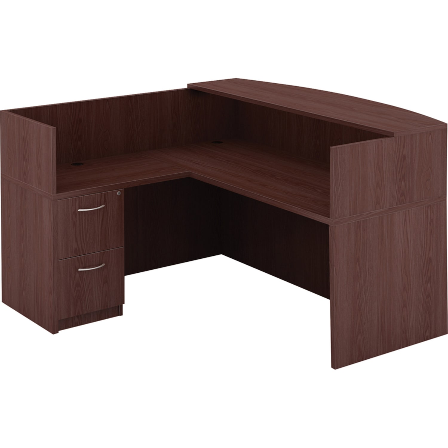 Lorell Essentials 42inW Reception Computer Desk Return, Mahogany - Image 6