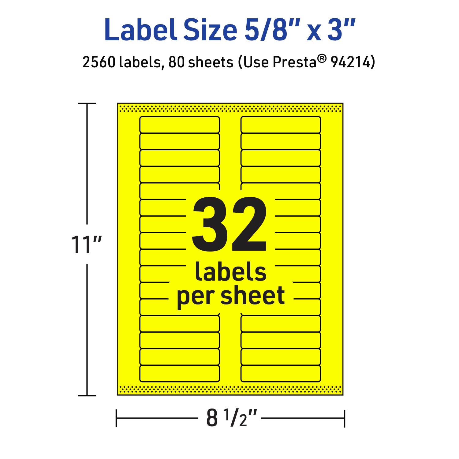 Avery Printable Labels With Sure Feed Technology, 94214-NYP80, Rectangle, 5/8in x 3in, Matte Neon Yellow, Pack of 2560 - Image 6