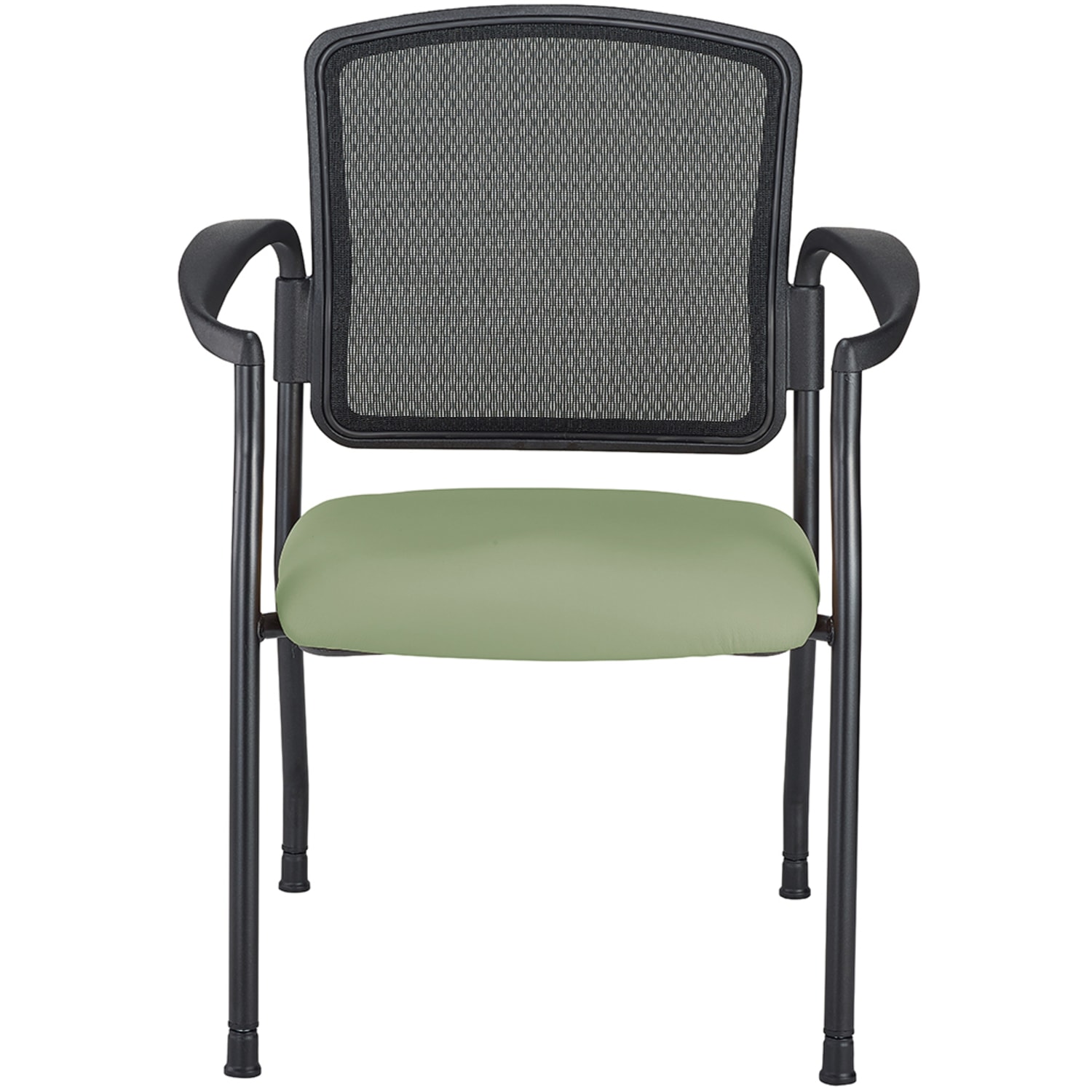 WorkPro® Spectrum Series Mesh/Vinyl Stacking Guest Chair With Antimicrobial Protection, With Arms, Olive, Set Of 2 Chairs, BIFMA Compliant