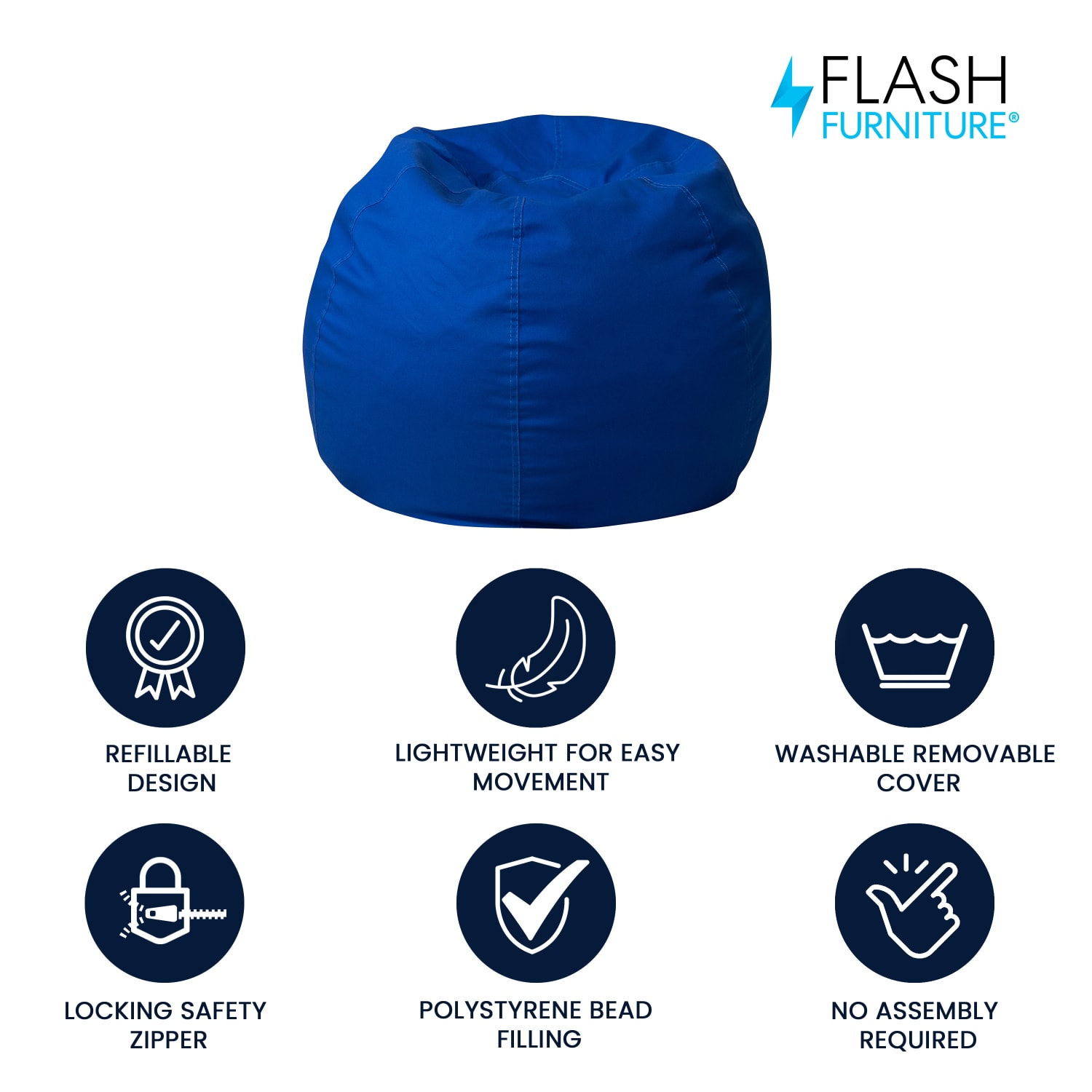 Flash Furniture Small Bean Bag Chair For Kids And Teens Royal Blue PopularChairscom