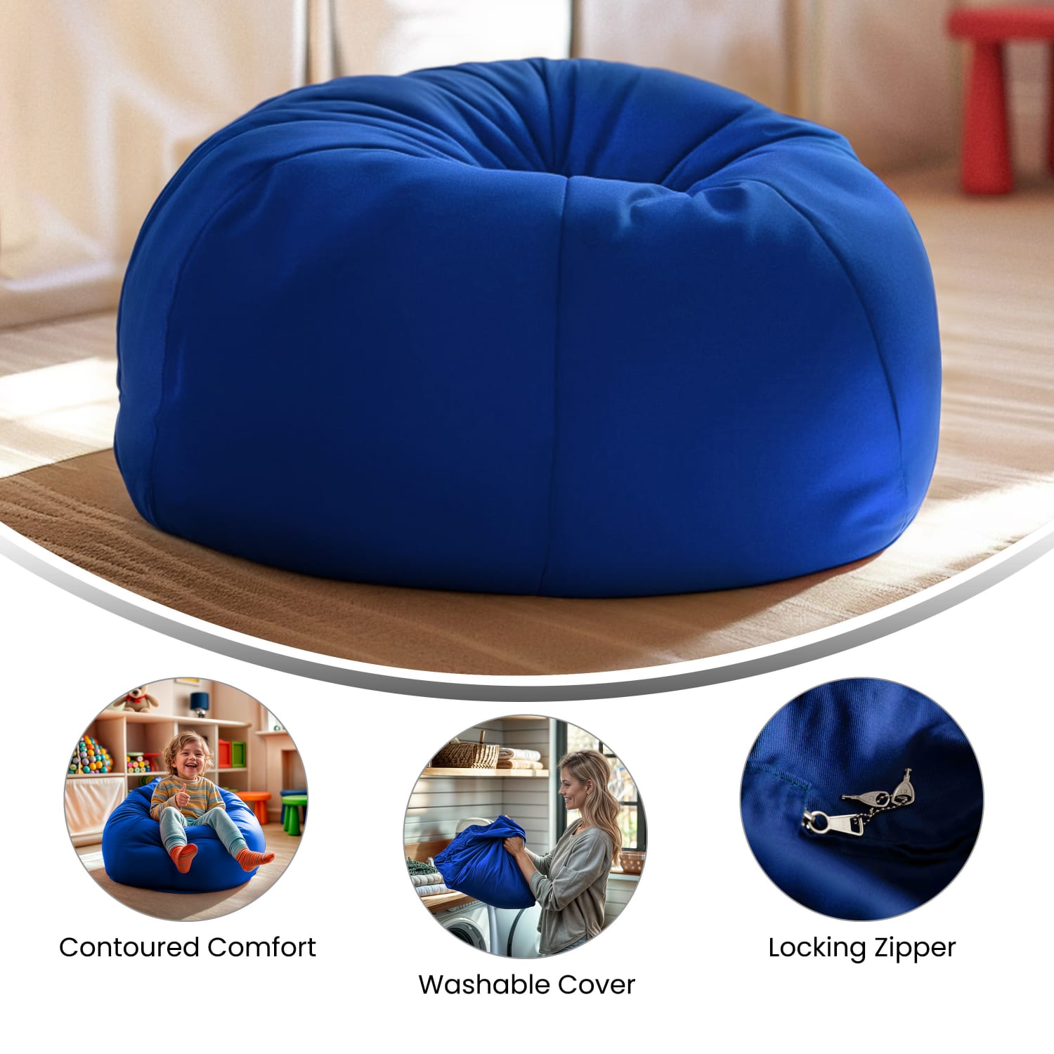 Flash Furniture Small Bean Bag Chair For Kids And Teens Royal Blue PopularChairscom