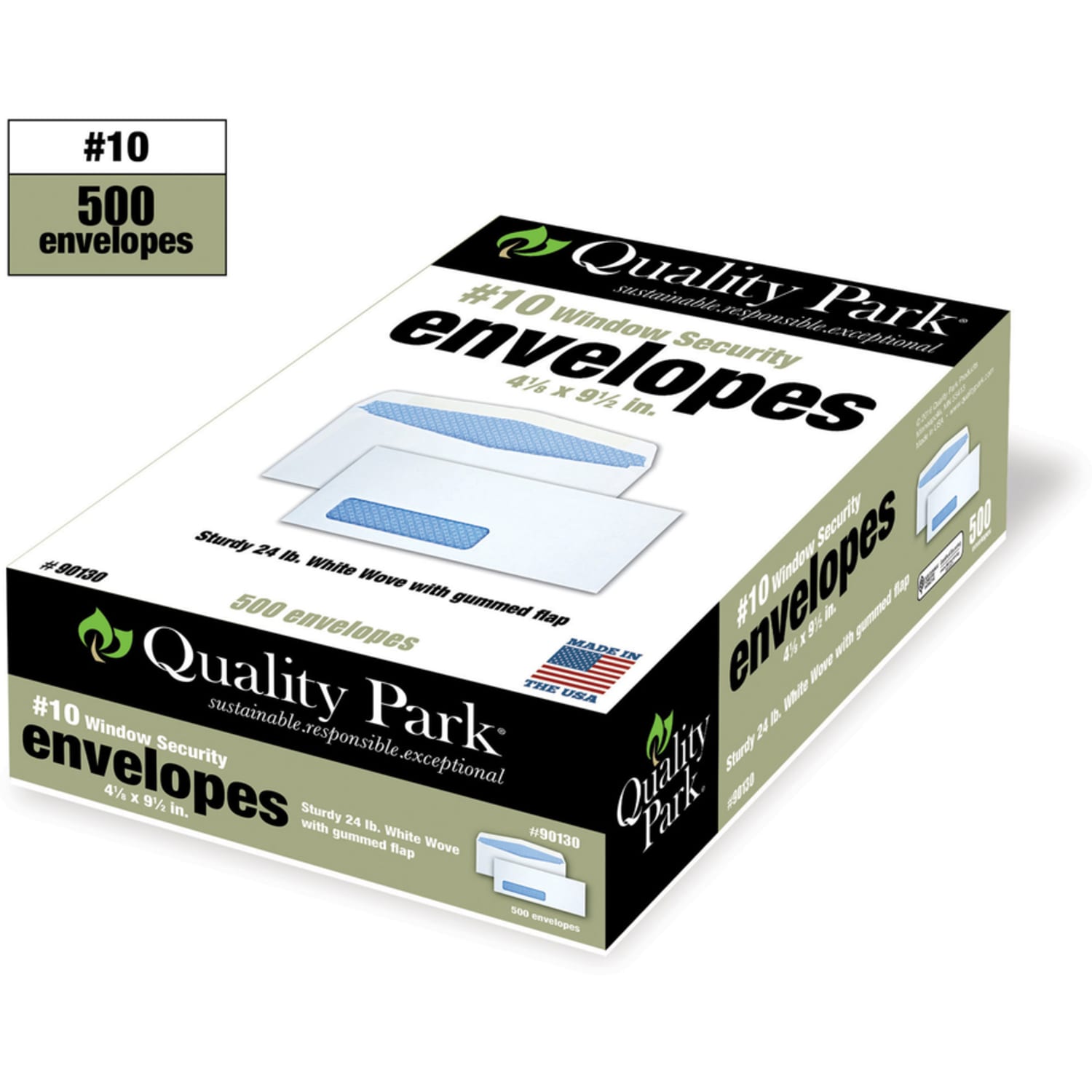 Quality Park #10 Security Single Window Envelopes, Bottom Left, Gummed Seal, White, Box Of 500 - Image 3